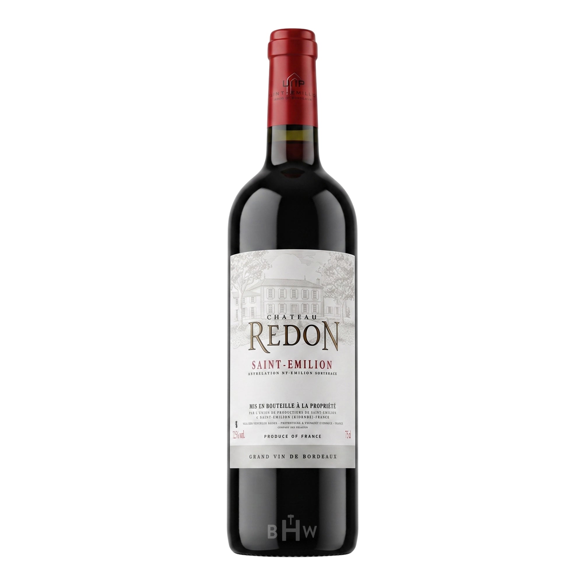 A bottle of 2018 Chateau Redon Saint Emilion Bordeaux red wine, curated by big hammer wines