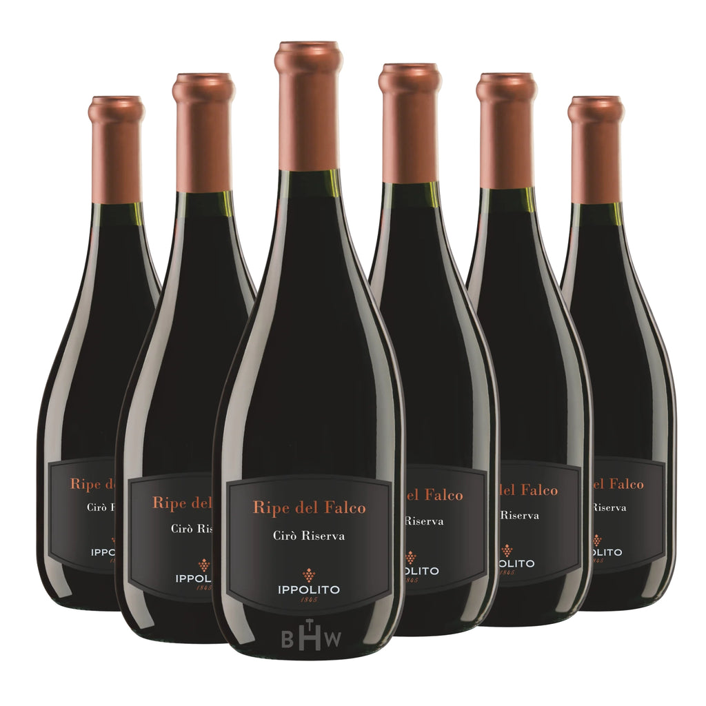 Six bottles of 2018 Ippolito 1845 'Ripe del Falco' Cirò Riserva Gaglioppo red wine. Curated by Big Hammer Wines.