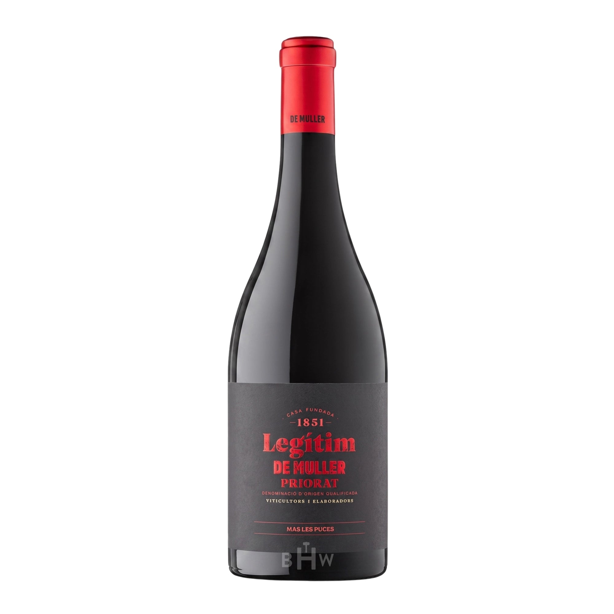 A bottle of 2019 De Muller Legítim Priorat red wine, curated by Big Hammer Wines.