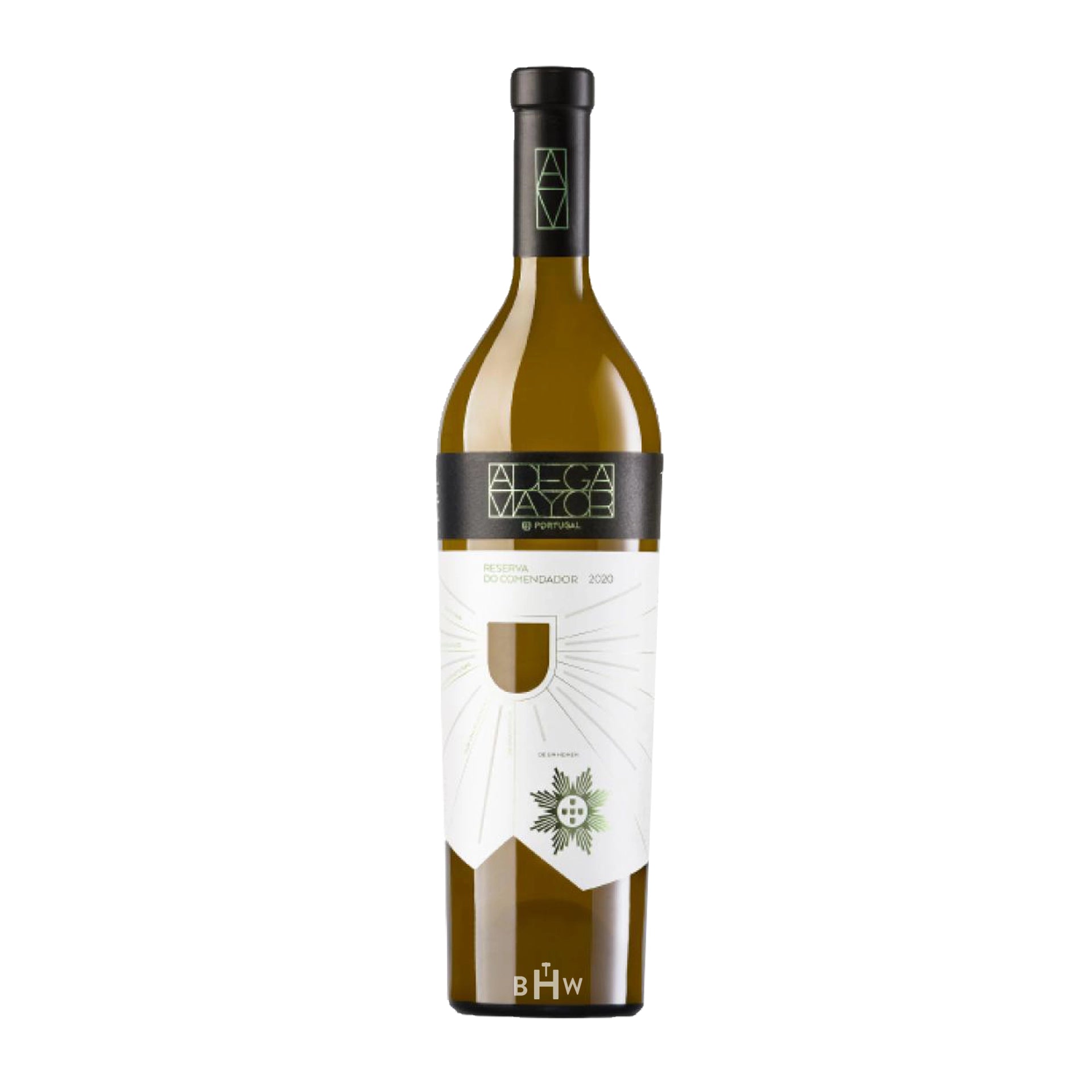 2020AdegaMayorReservadoComendadorBrancoAlentejanoPortugal wine bottle with a label on a white background