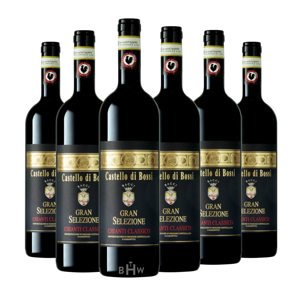 Six bottles of 2020 Castello di Bossi Chianti Classico Gran Selezione red wine, curated by Big Hammer Wines.