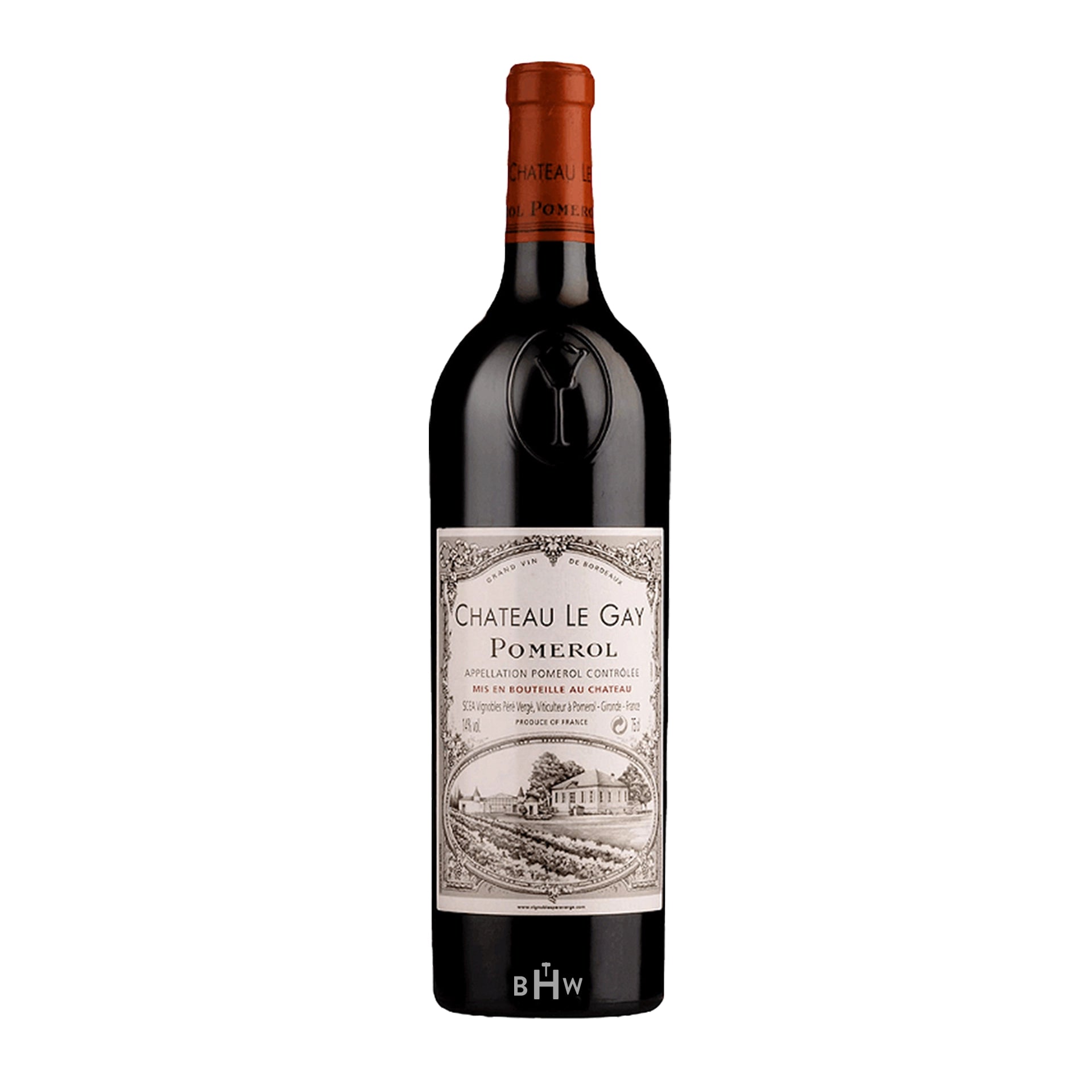 2020 Chateau Le Gay Pomerol wine bottle on a white background