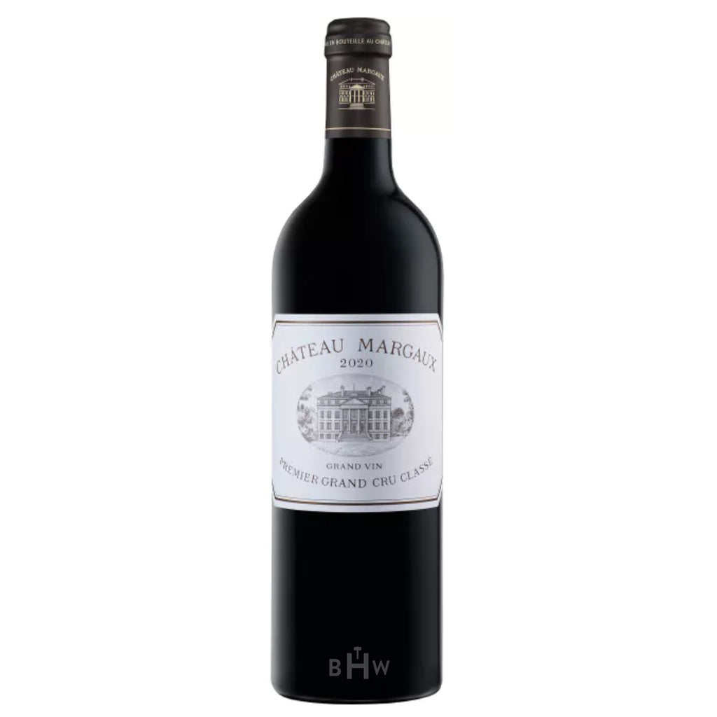 2020 Château Margaux Première Grand Cru Classé bottle, a 100-point Bordeaux wine from the renowned Margaux estate, celebrated for its elegance and complexity