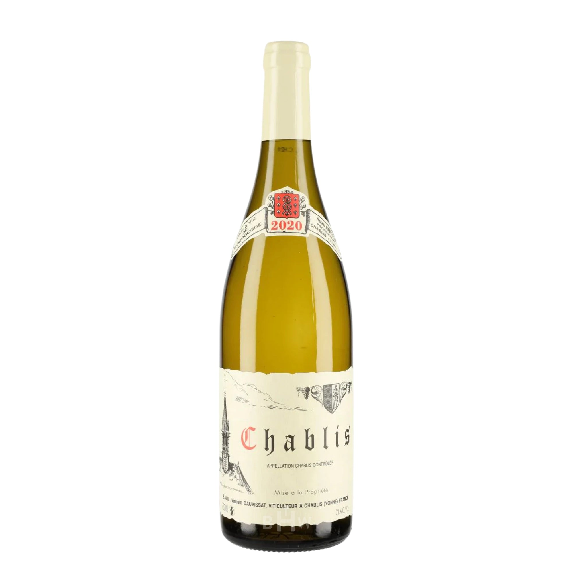 A bottle of 2020 Domaine Vincent Dauvissat Chablis white wine, curated by Big Hammer Wines.