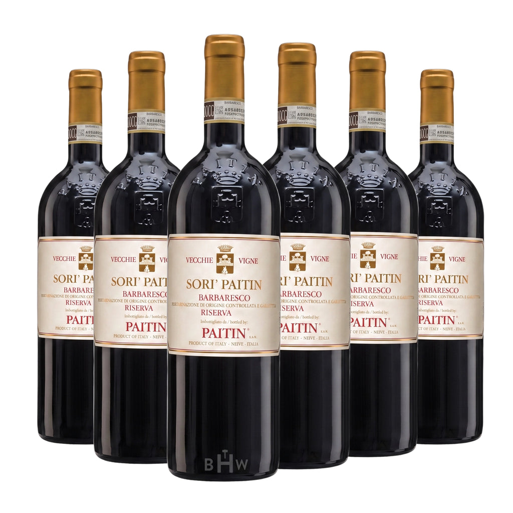 Six bottles of 2020 Paitin Sorì Paitin Barbaresco Riserva Vecchie Vigne Nebbiolo red wine. Curated by Big Hammer Wines.