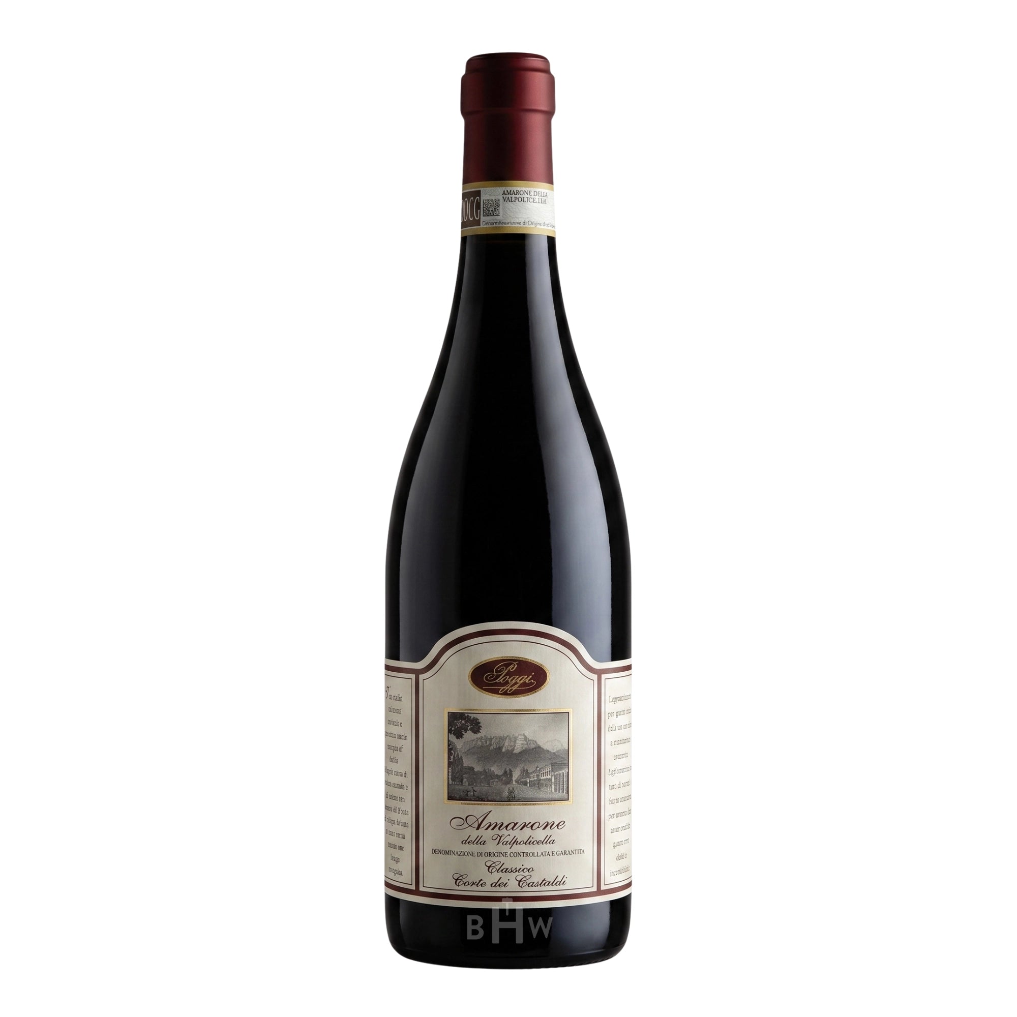 A bottle of 2020 Poggi Amarone Valpolicella Classico "Castaldi" Veneto red wine, curated by Big Hammer Wines.