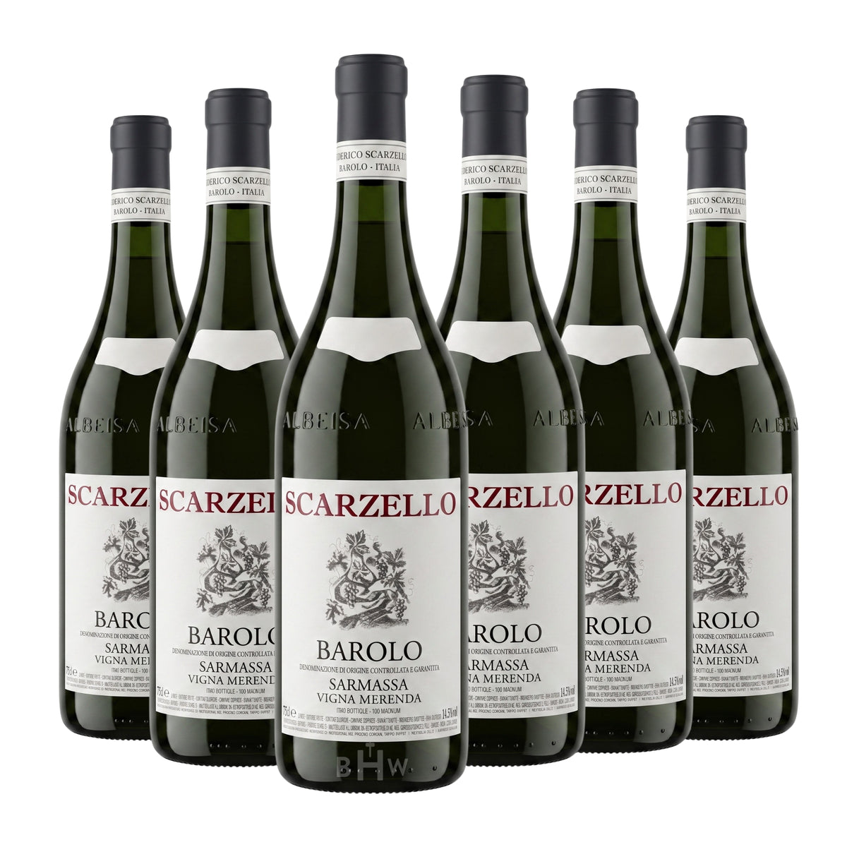 2020 Scarzello 'Sarmassa Vigna Merenda' Barolo DOCG Piemonte 6-pack red wine bottles, curated by Big Hammer Wines.
