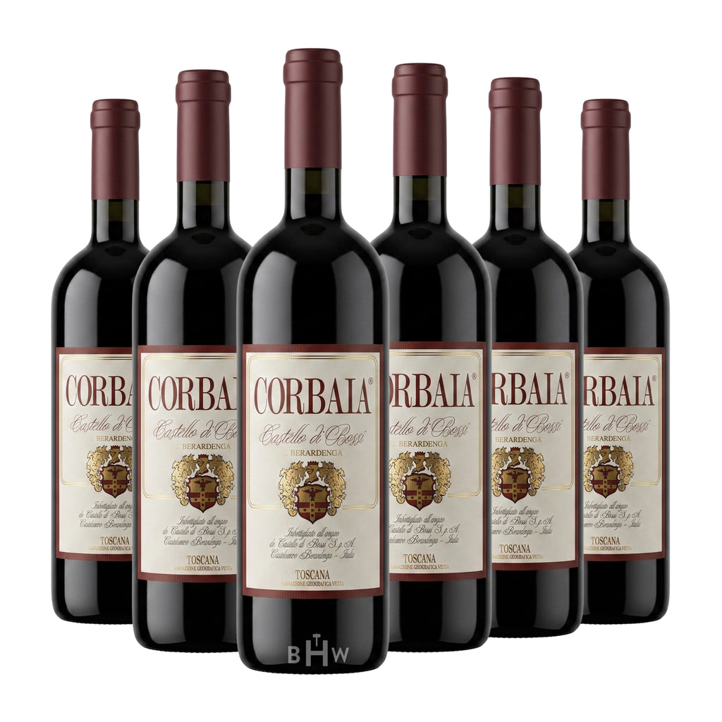 Six bottles of 2021 Castello di Bossi Corbaia Toscana red wine, curated by Big Hammer Wines.