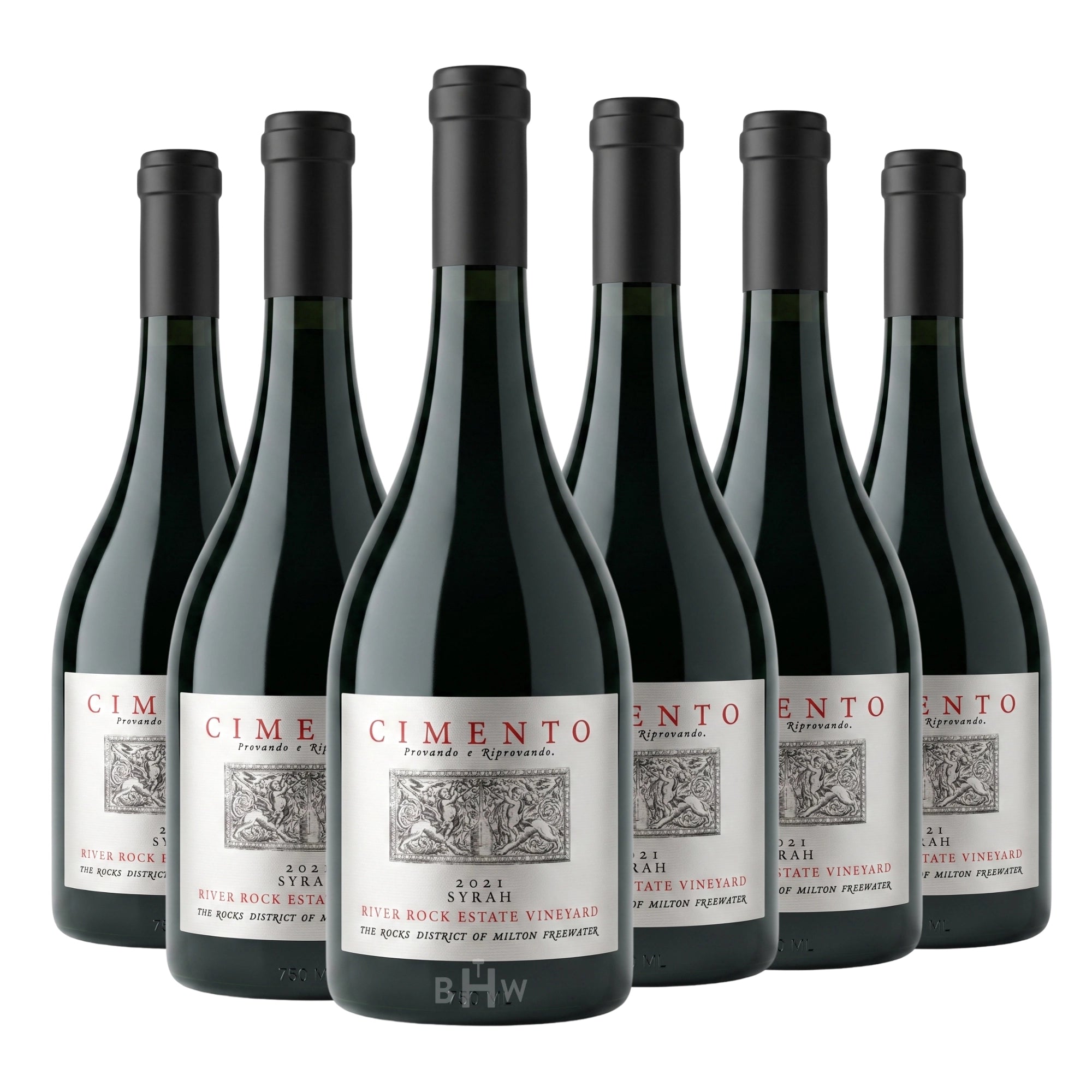 A 6-bottle pack of 2021 Cimento River Rock Estate Vineyard Syrah The Rocks District 750ml red wine, curated by Big Hammer Wines.