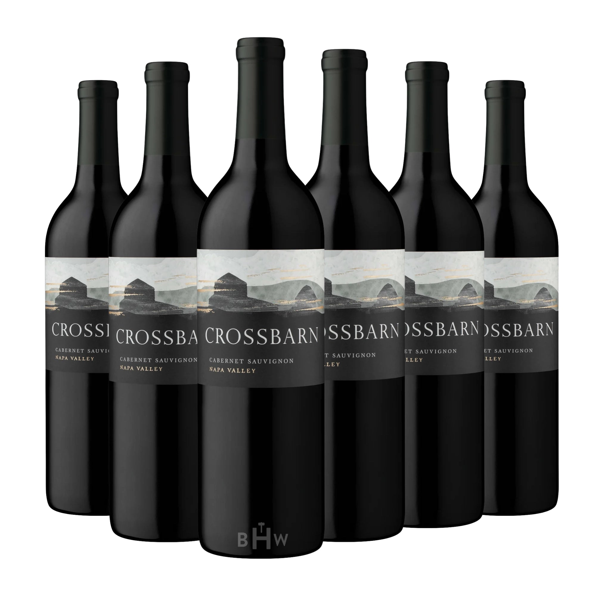 Six bottles of 2021 CrossBarn by Paul Hobbs Napa Valley Cabernet Sauvignon red wine. Curated by Big Hammer Wines.