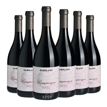 Six bottles of 2021 Damilano Barolo Lecinquevigne red wine, curated by Big Hammer Wines.