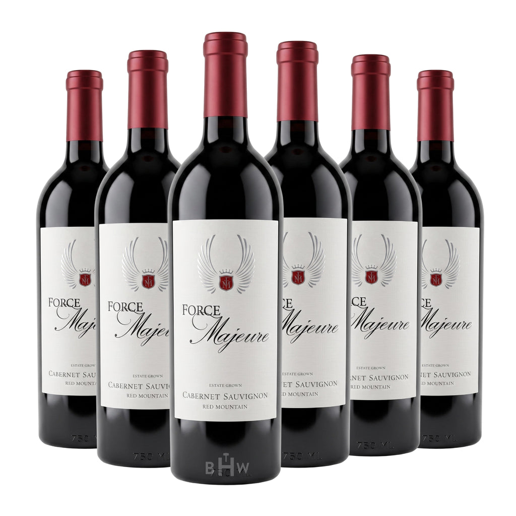 A 6-bottle pack of 2021 Force Majeure Red Mountain Estate Cabernet Sauvignon Washington 750ml red wine, curated by Big Hammer Wines.