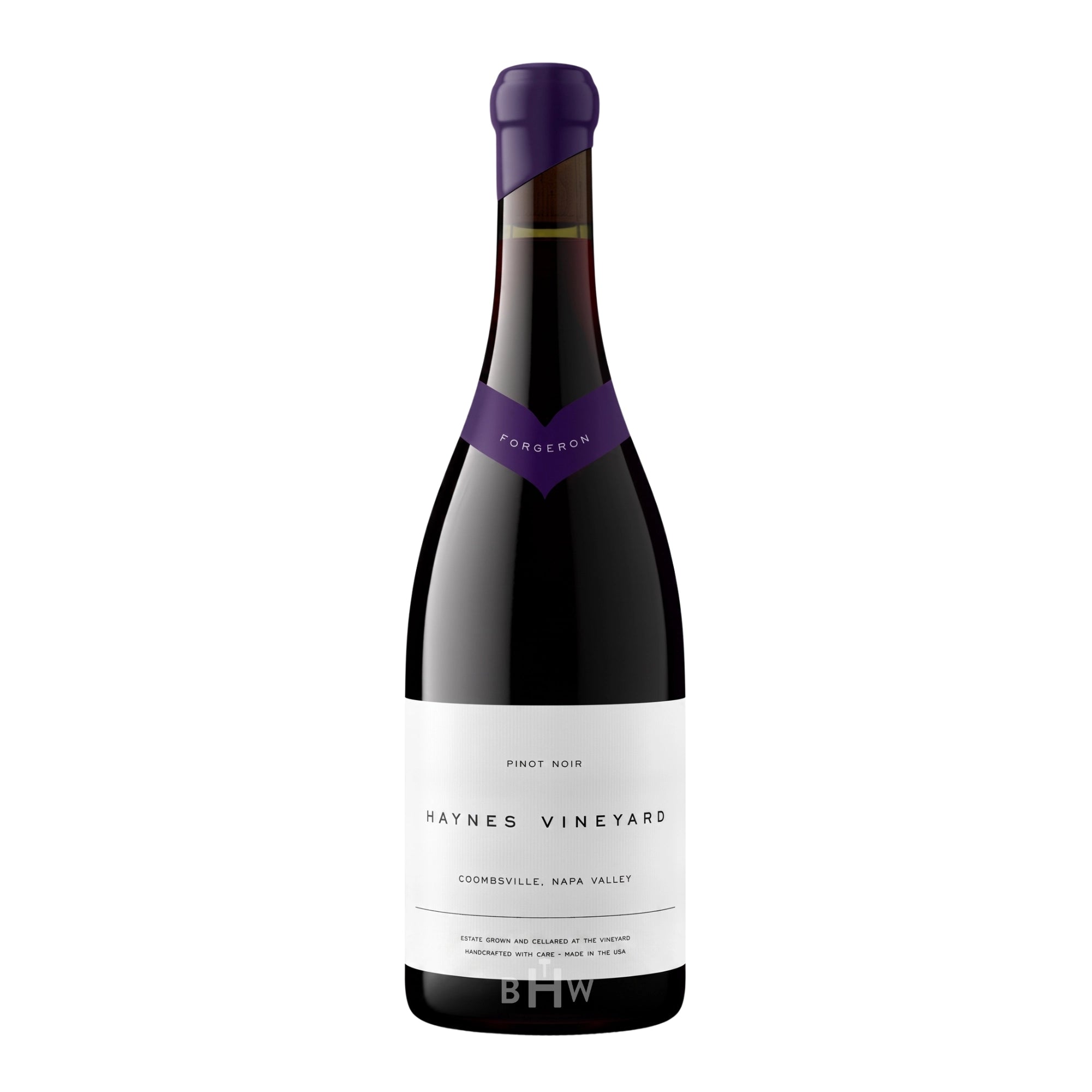 A bottle of 2021 Haynes Vineyard Pinot Noir Forgeron Coombsville red wine, curated by Big Hammer Wines