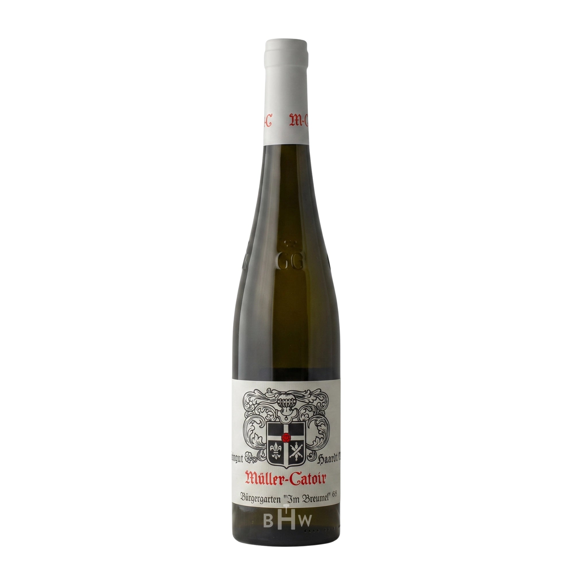 A bottle of 2021 Müller-Catoir Bürgergarten "Im Breumel" Riesling Grosses Gewächs white wine from Pfalz, Germany, curated by Big Hammer Wines
