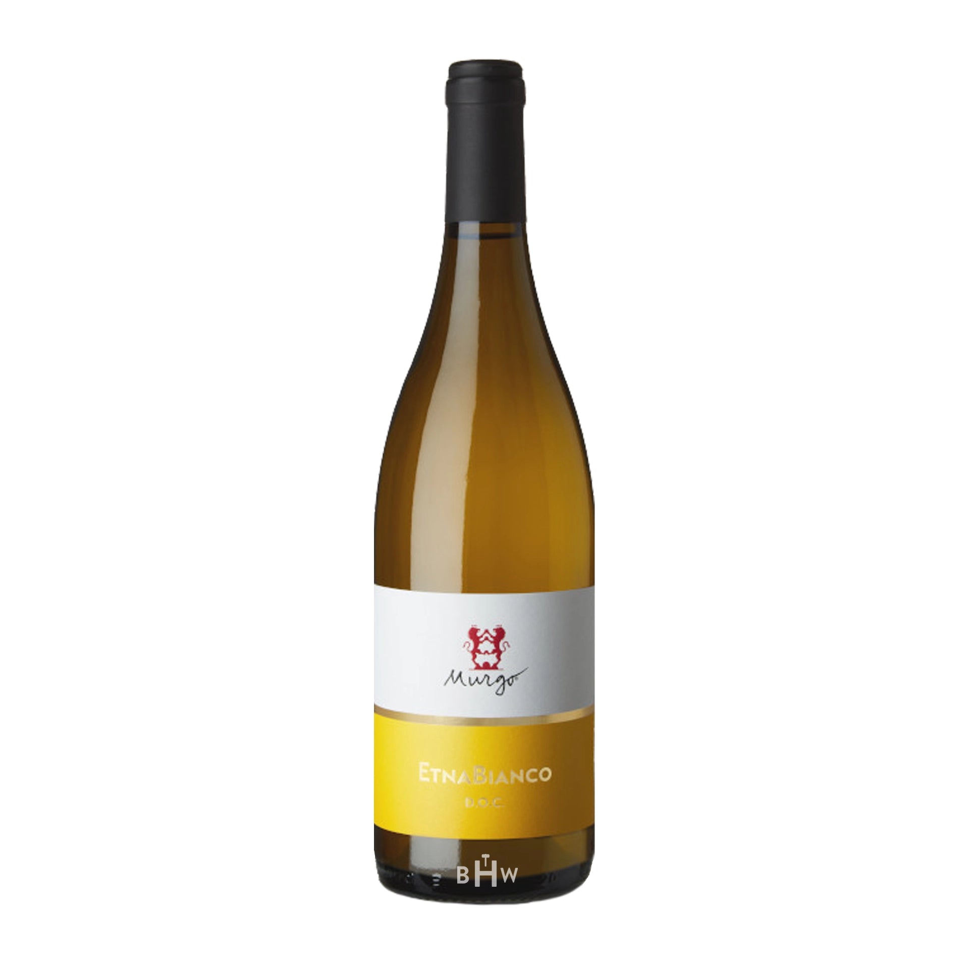 2021ScammaccadelMurgoTenutaSanMicheleEtnaBiancoSicily wine bottle with a white background.
