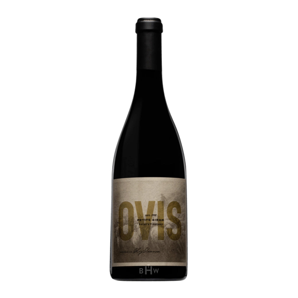 2021 Shannon Ridge Ovis Petite Sirah wine bottle with a white background