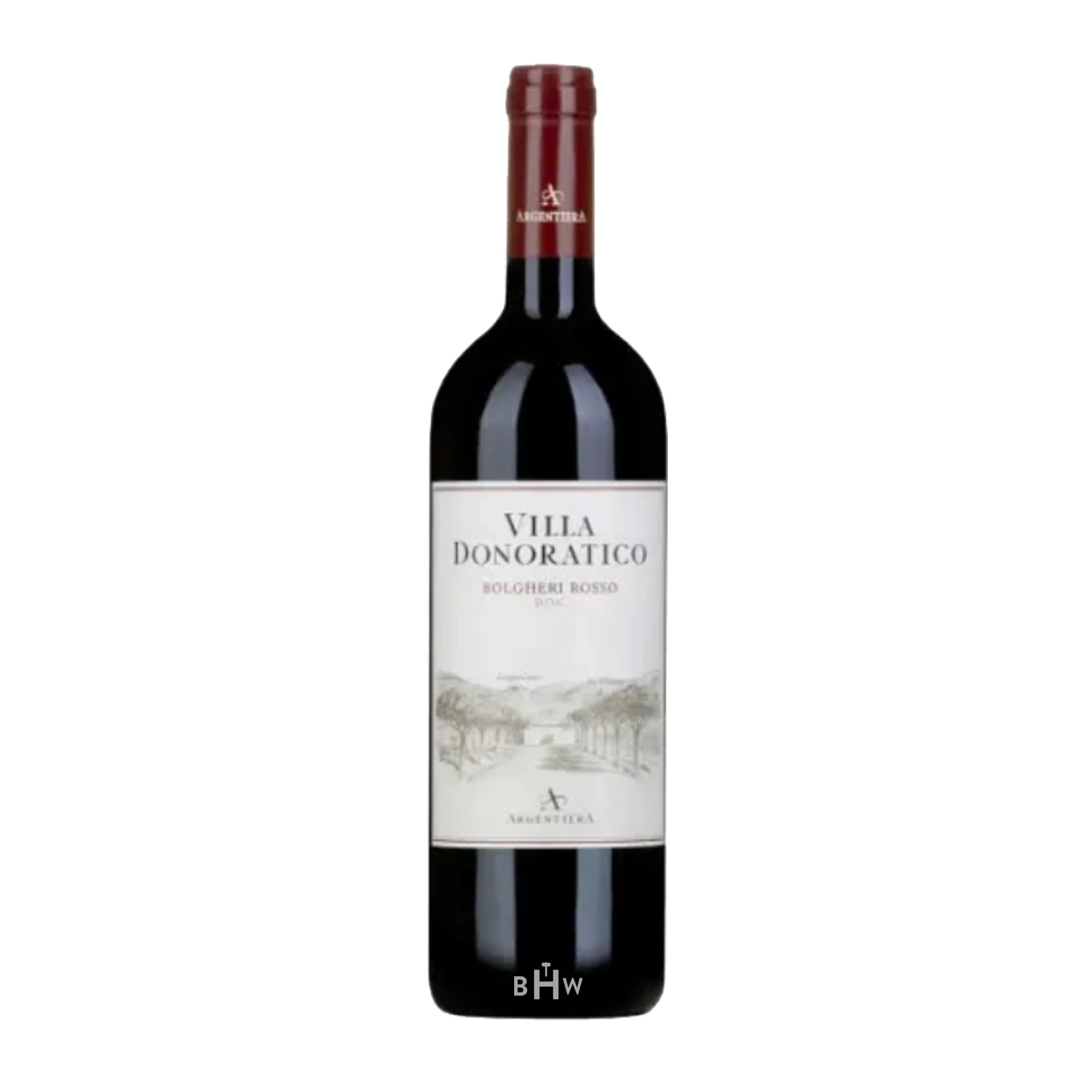 2021 Tenuta Argentiera Villa Donoratico Bolgheri wine bottle on a white background