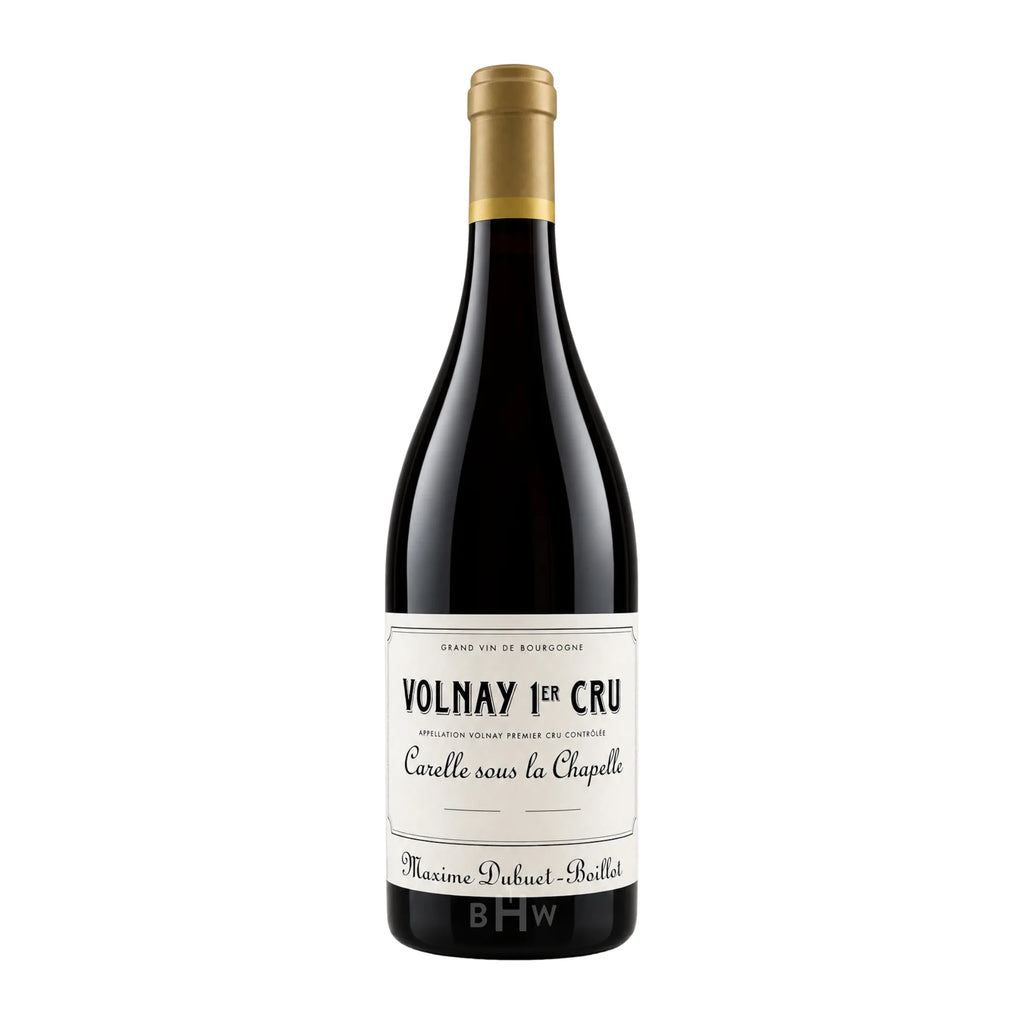 A bottle of 2021 Maxime Dubuet-Boillot Volnay 1er Cru Carelle sous la Chapelle Pinot Noir Burgundy