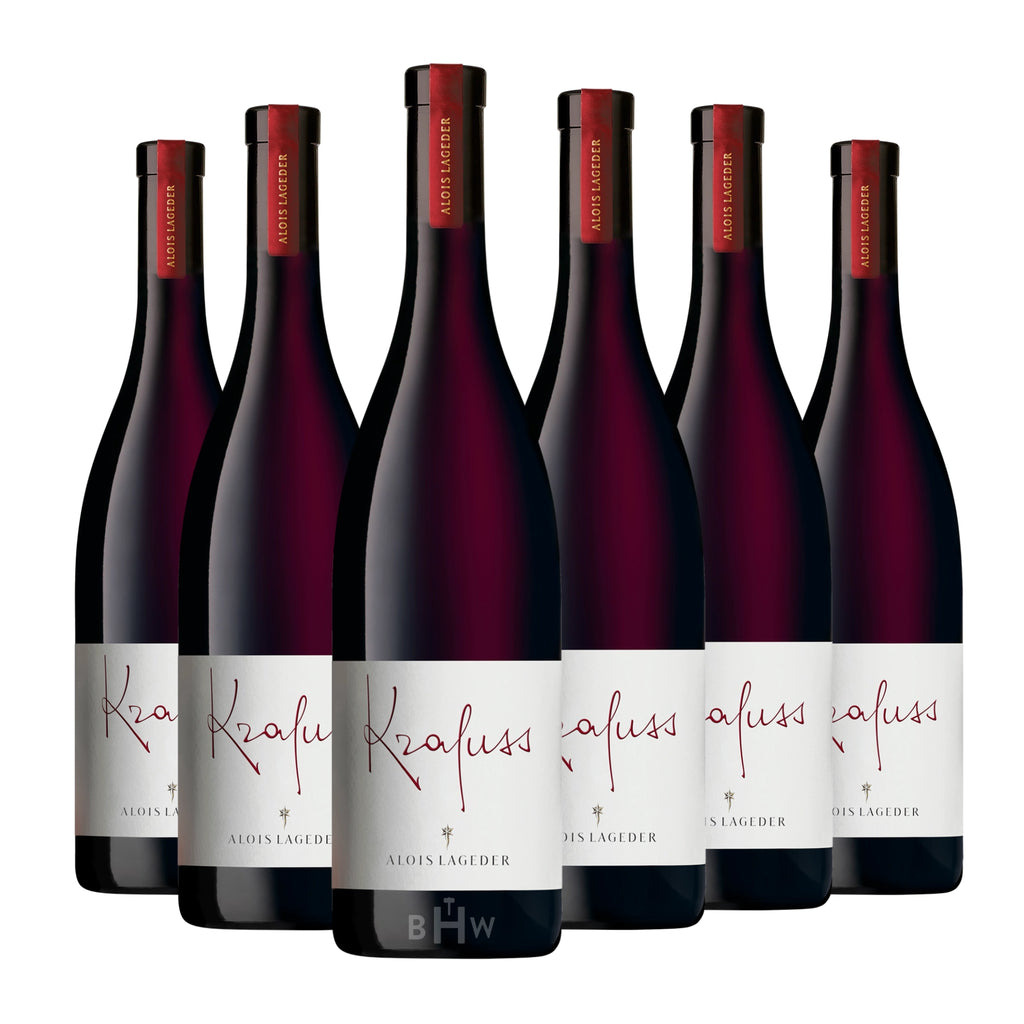 Six bottles of 2022 Alois Lageder 'Krafuss' Alto Adige Pinot Noir red wine. Curated by Big Hammer Wines.