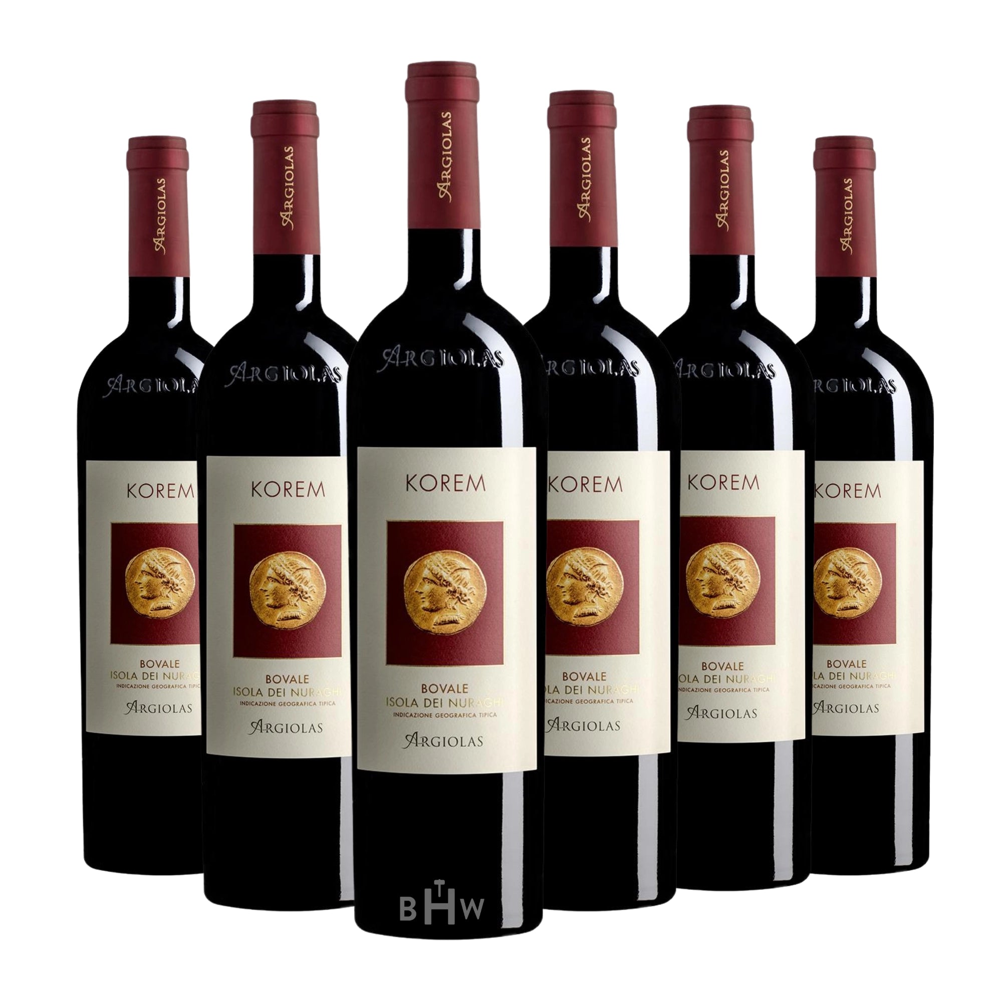 A 6-bottle pack of 2022 Argiolas Korem Bovale Sardinia red wine, curated by Big Hammer Wines