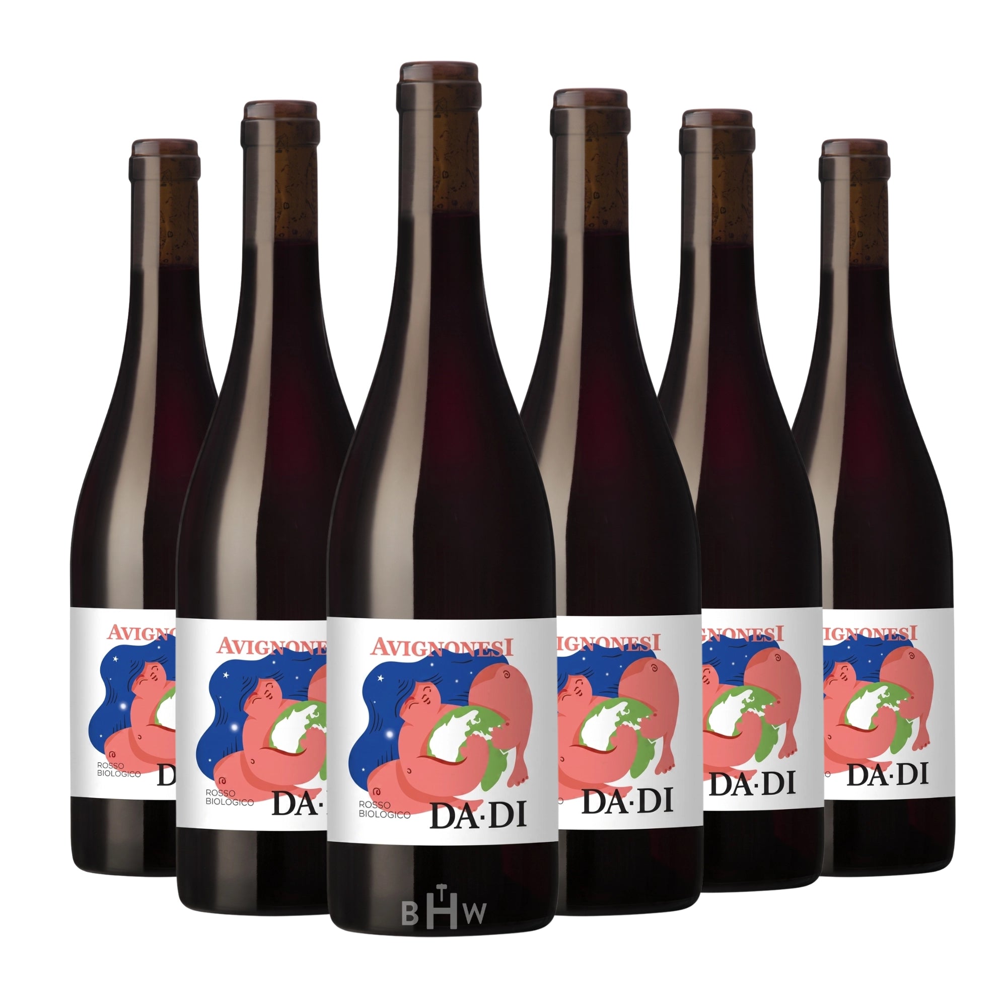 Six bottles of 2022 Avignonesi Da-Di Toscana Rosso organic red wine, curated by Big Hammer Wines.