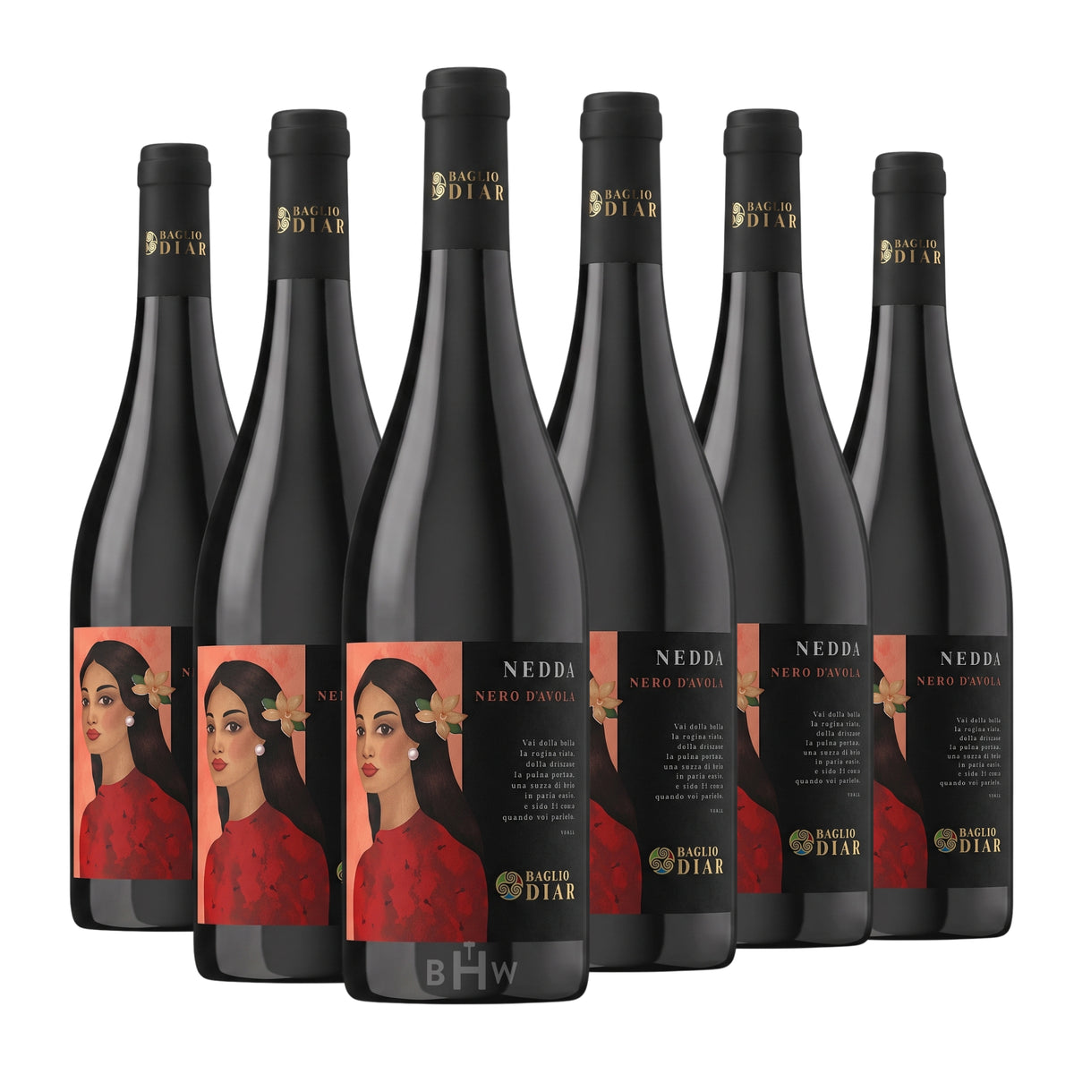 2022 Baglio Diar 'Nedda' Nero d'Avola Sicilia DOC Sicily 6-pack red wine bottles, curated by Big Hammer Wines.