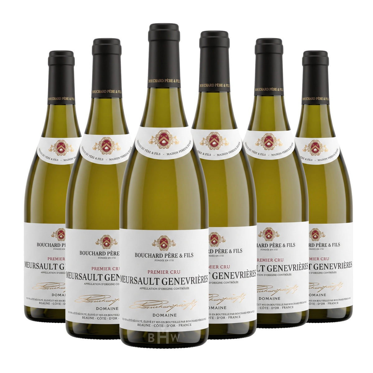 2022 Bouchard Père & Fils Meursault-Genevrières Premier Cru Burgundy 6-pack white wine bottles, curated by Big Hammer Wines.