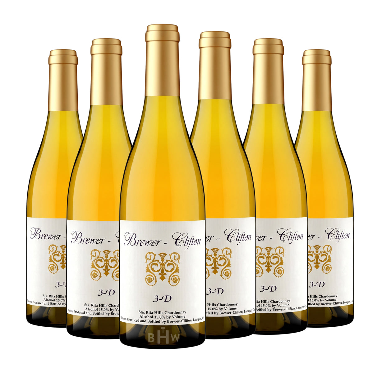 2022 Brewer-Clifton '3-D' Chardonnay Sta. Rita Hills 6-pack white wine bottles, curated by Big Hammer Wines.