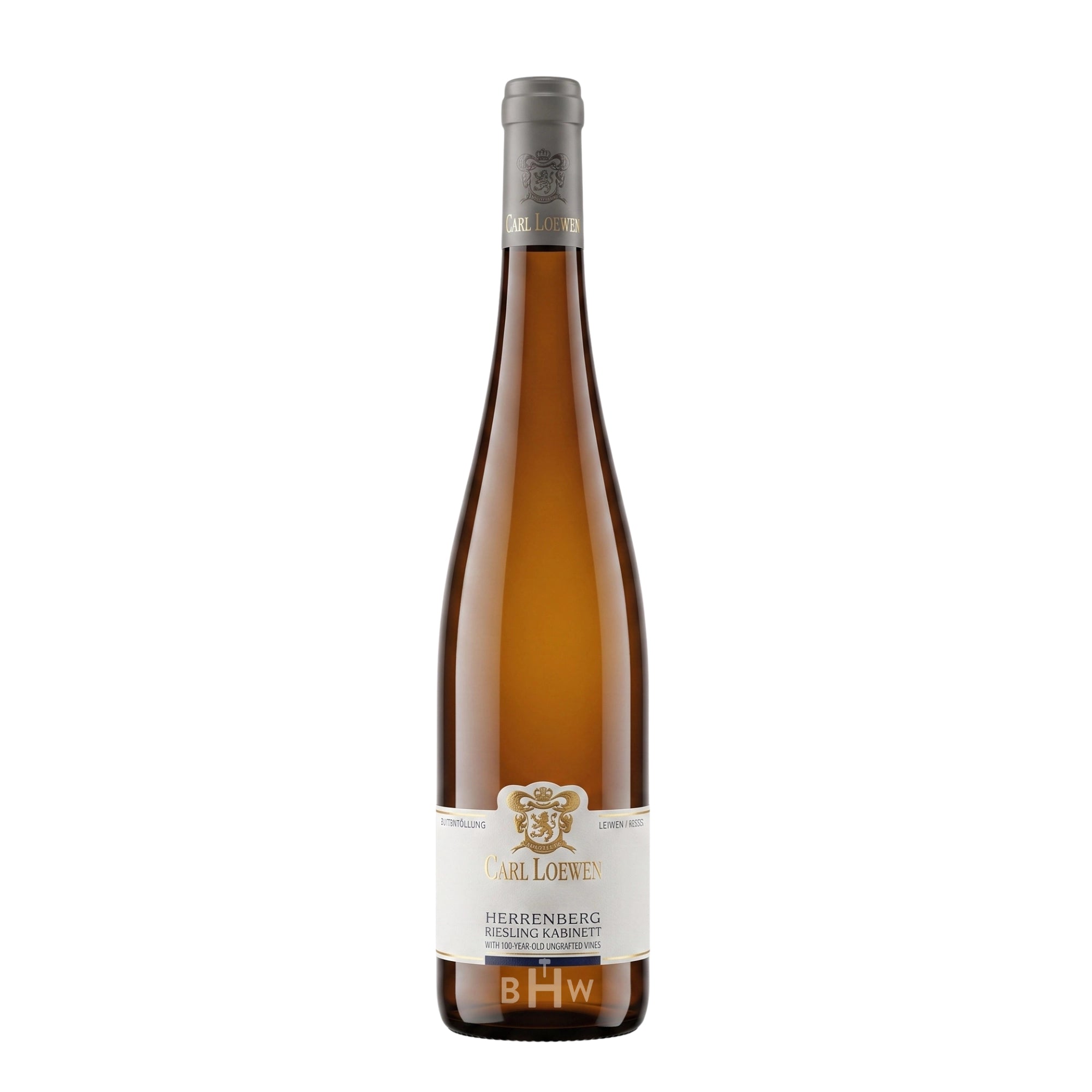A bottle of 2022 Carl Loewen Longuicher Herrenberg Riesling Kabinett white wine from Mosel, Germany, curated by Big Hammer Wines