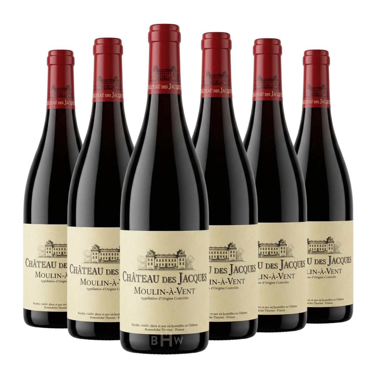 2022 Château des Jacques Moulin-à-Vent 'La Rochelle' Beaujolais 6-pack red wine bottles, curated by Big Hammer Wines.