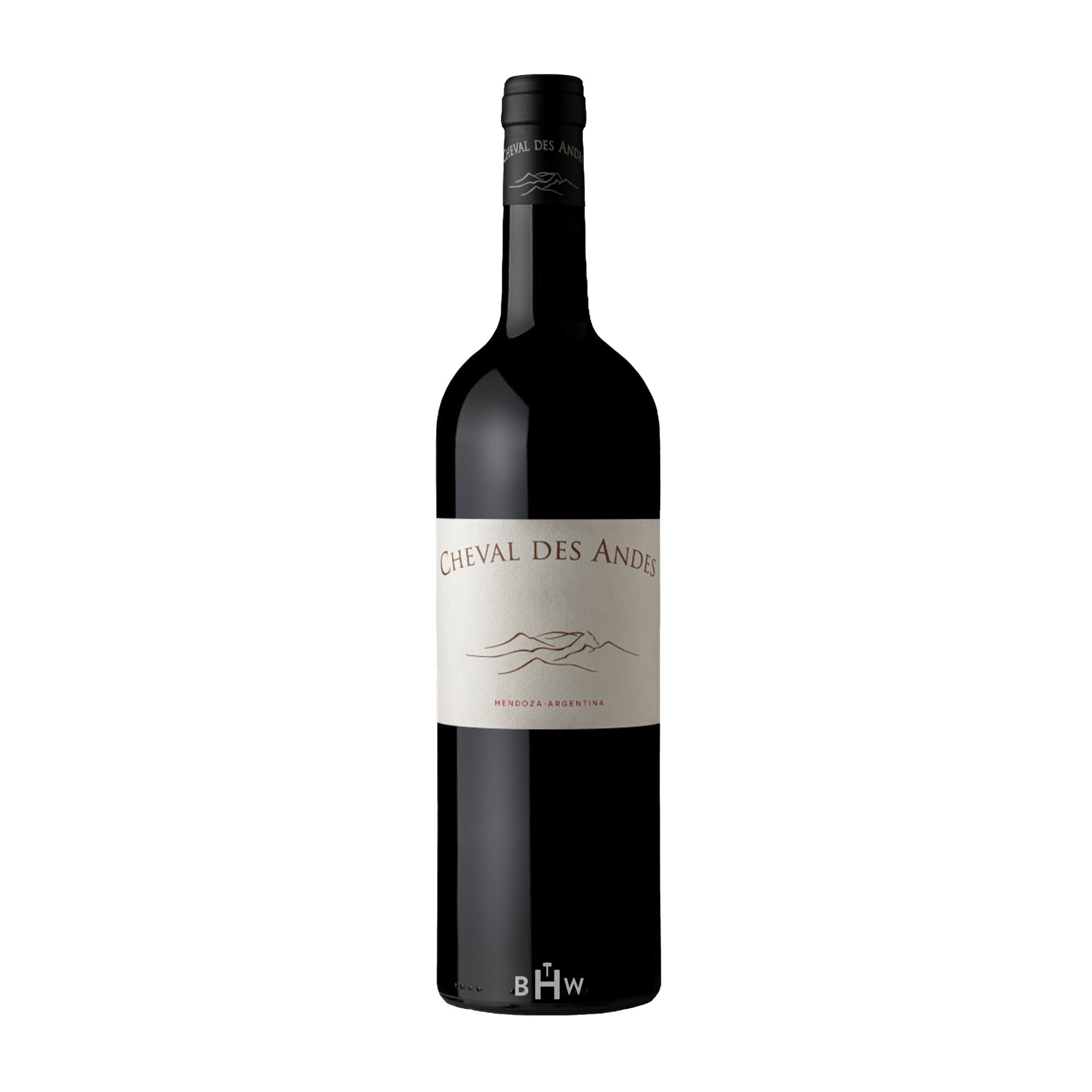 2022 Cheval de Andes wine bottle with a white background.