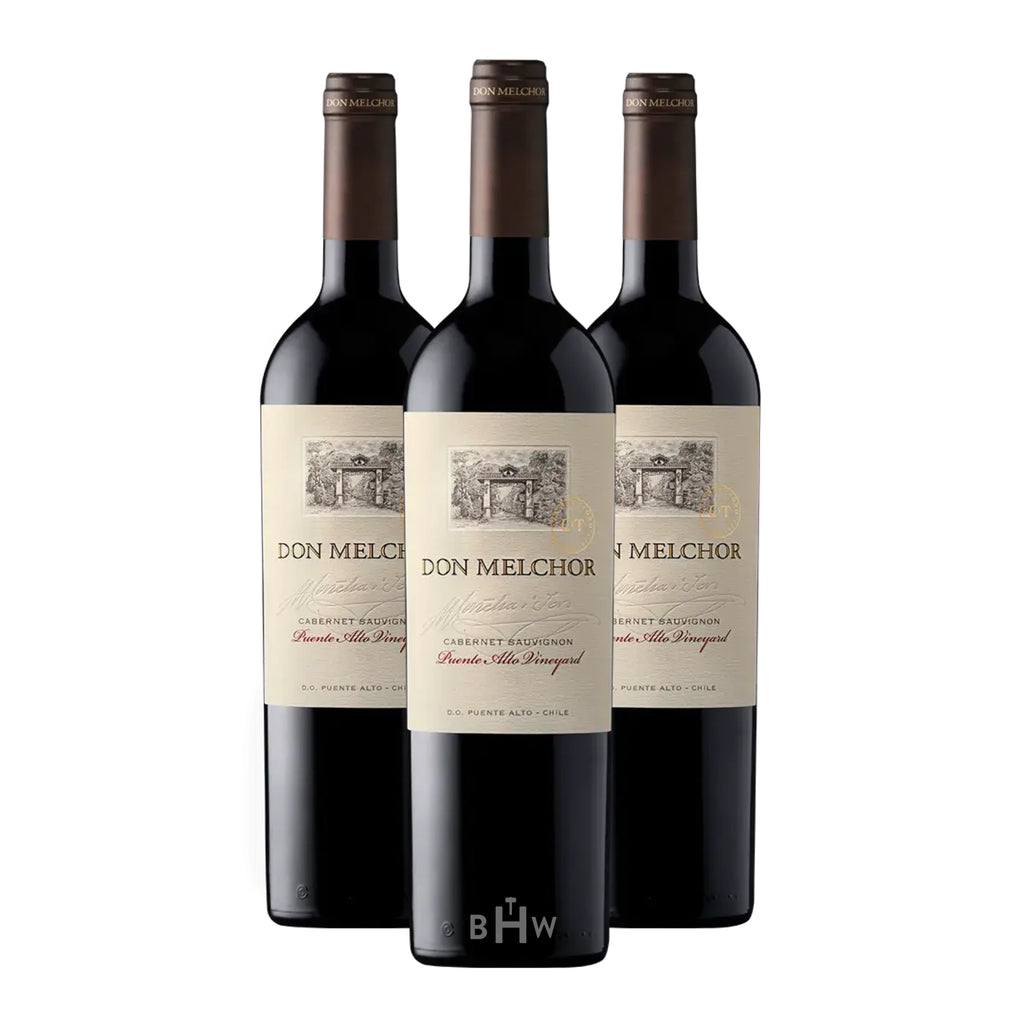 A 3-bottle pack of 2022 Concha y Toro Don Melchor Cabernet Sauvignon 750ml red wine, curated by Big Hammer Wines.