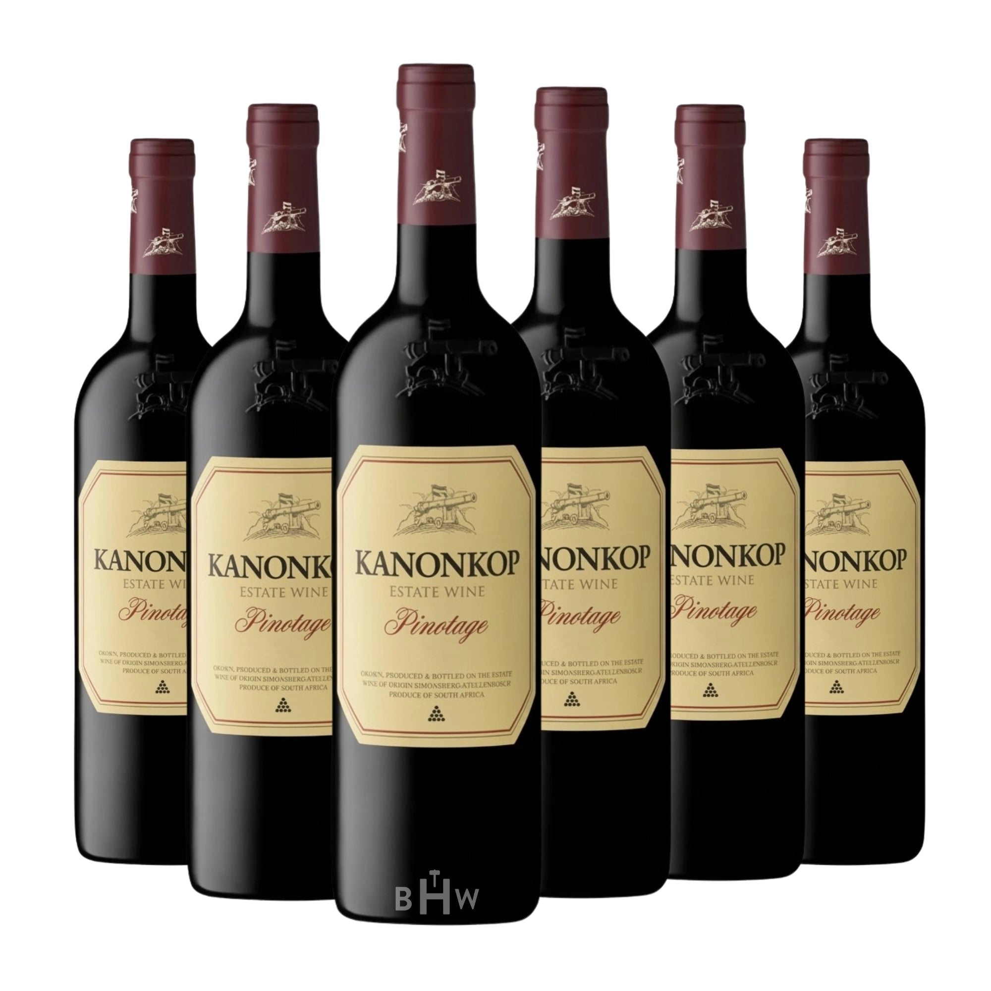 Six bottles of 2022 Kanonkop Estate Pinotage red wine, curated by Big Hammer Wines.