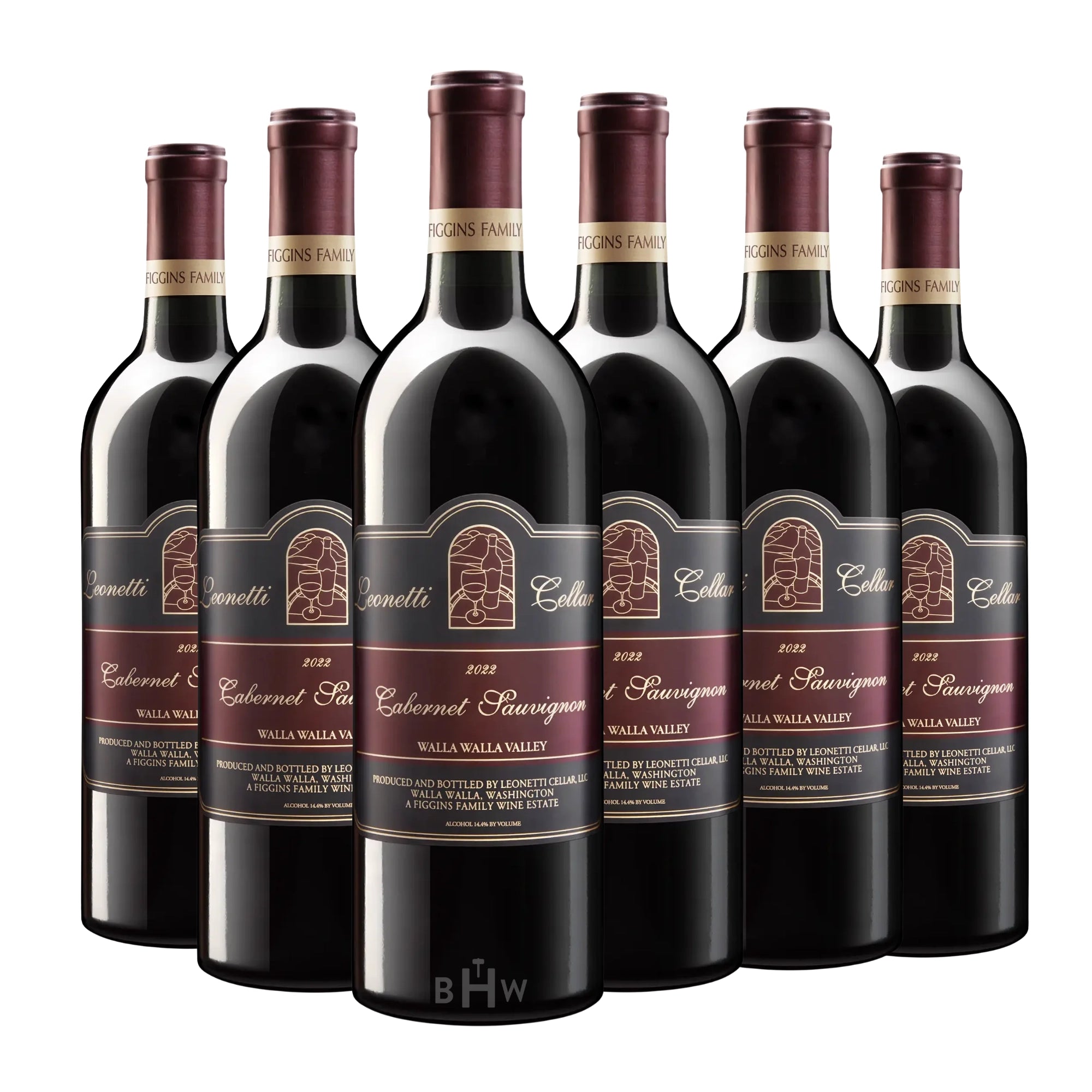 A 6-bottle pack of 2022 Leonetti Cellar Cabernet Sauvignon Walla Walla Valley 750ml red wine, curated by Big Hammer Wines.