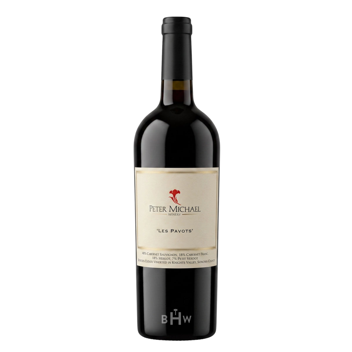 2022 Peter Michael 'Les Pavots' Knights Valley Cabernet Sauvignon red wine bottle. Curated by Big Hammer Wines.