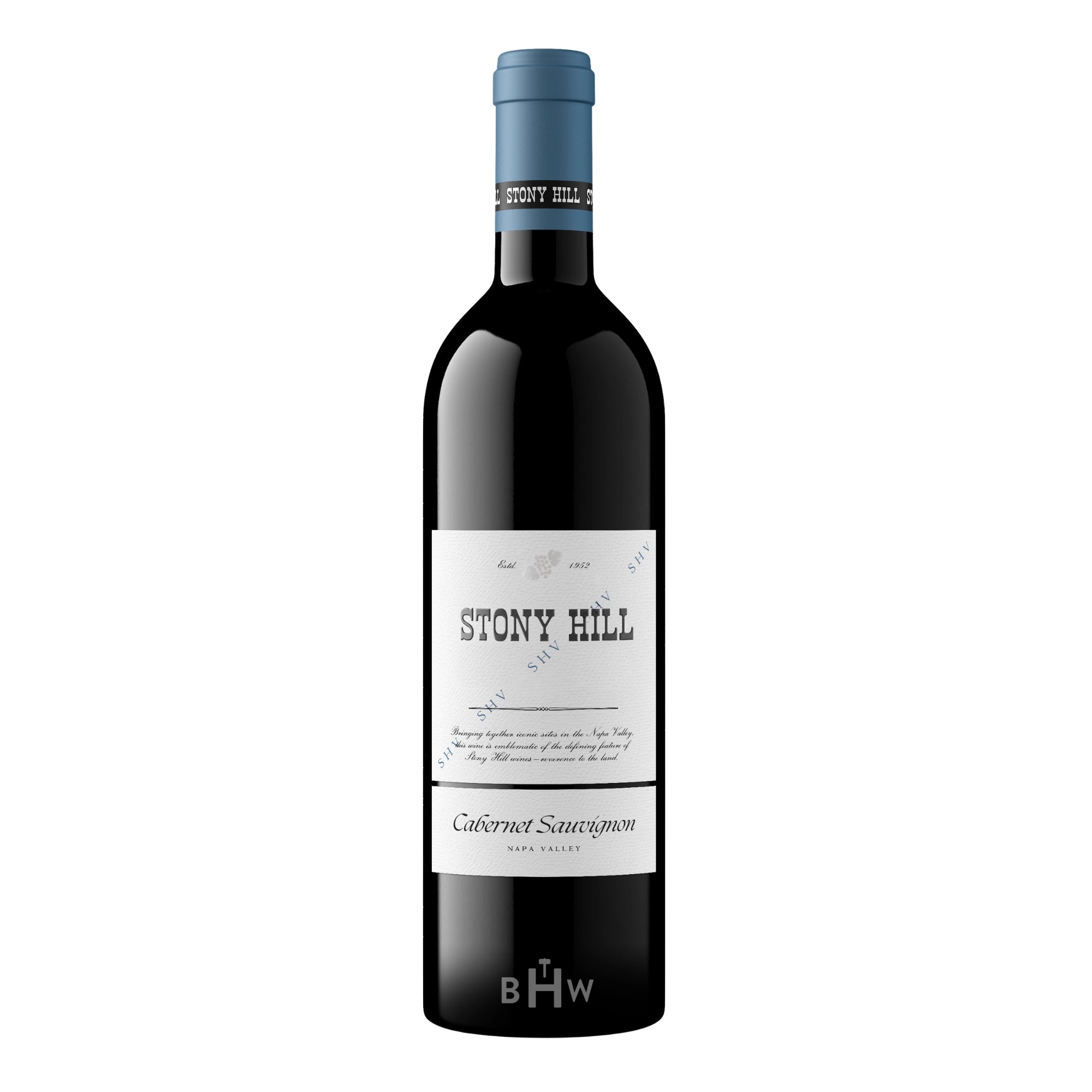 A bottle of 2022 Stony Hill Vineyard SHV Cabernet Sauvignon Napa Valley, curated by Big Hammer Wines.