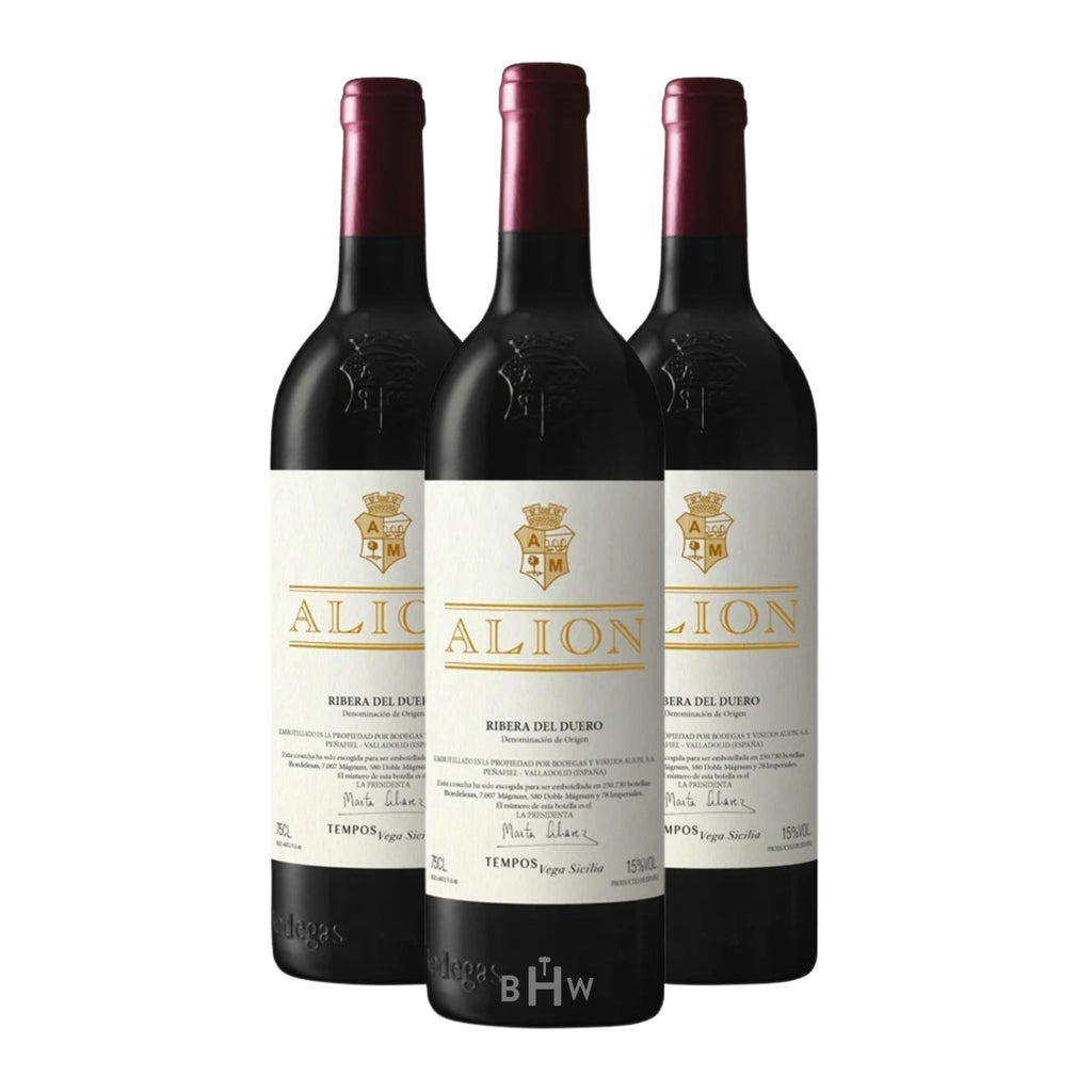 A 3-bottle pack representation of 2022 Vega Sicilia Alion Ribera del Duero 750ml red wine, curated by Big Hammer Wines.
