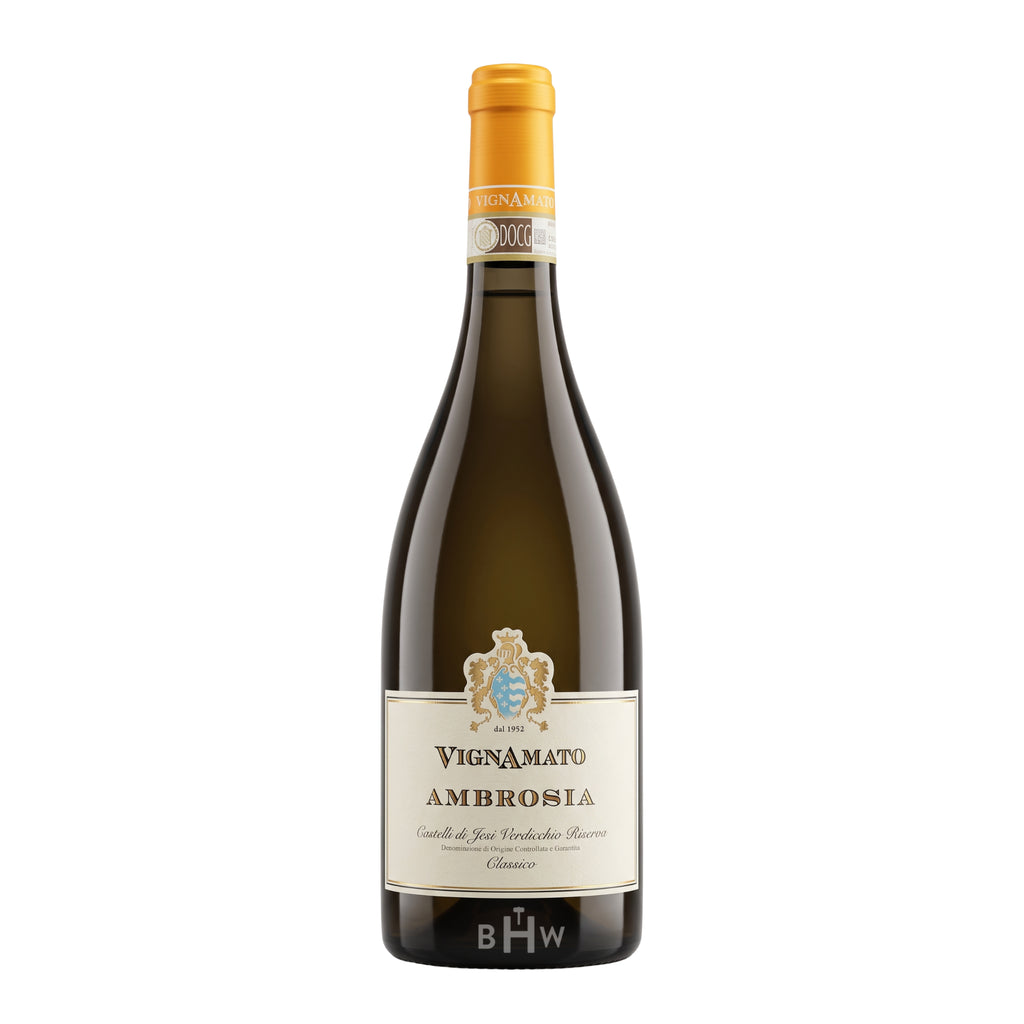 2022 Vignamato 'Ambrosia' Castelli di Jesi Verdicchio Riserva Classico single white wine bottle, curated by Big Hammer Wines.