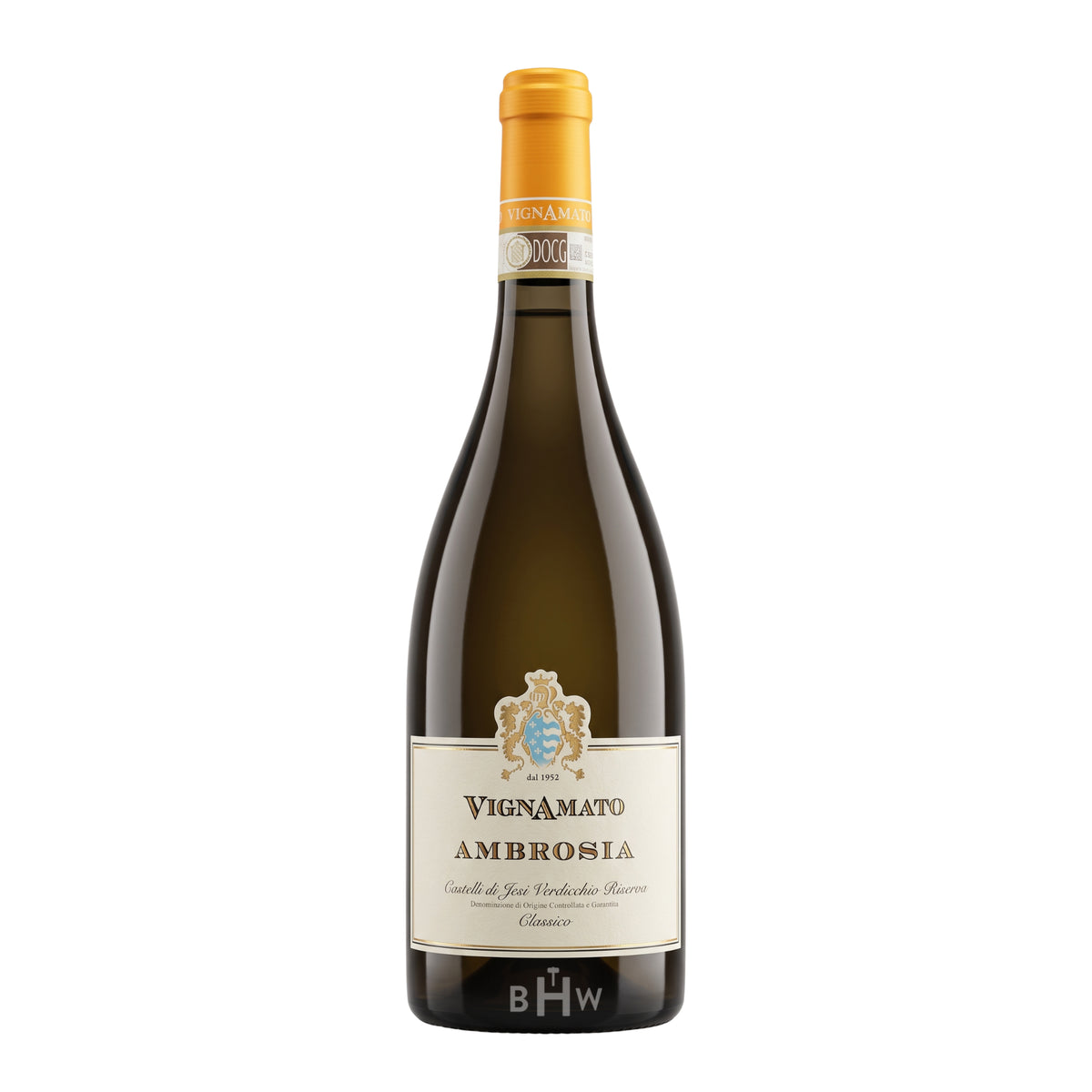 2022 Vignamato 'Ambrosia' Castelli di Jesi Verdicchio Riserva Classico single white wine bottle, curated by Big Hammer Wines.