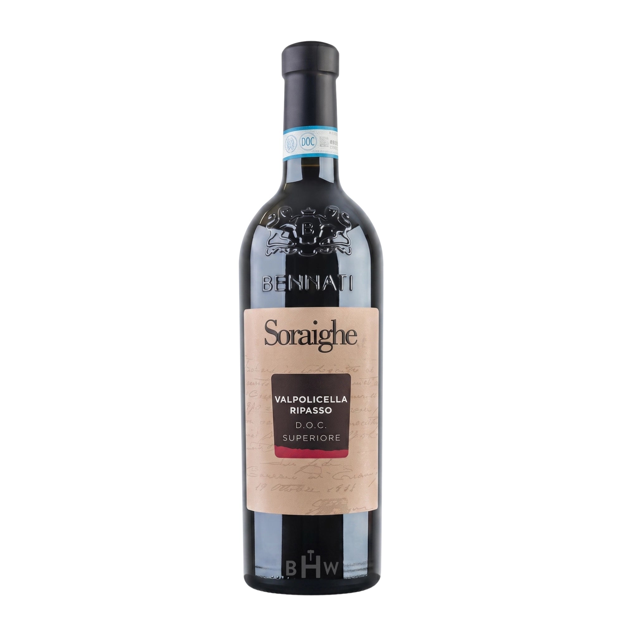 A bottle of 2023 Bennati Valpolicella Ripasso Superiore "Soraighe" Veneto red wine, curated by Big Hammer Wines.