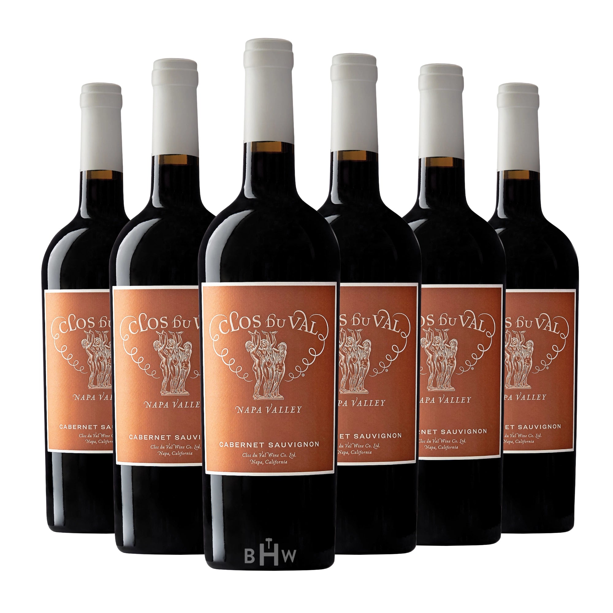 Six bottles of 2023 Clos du Val Stags Leap District Cabernet Sauvignon red wine, curated by Big Hammer Wines.