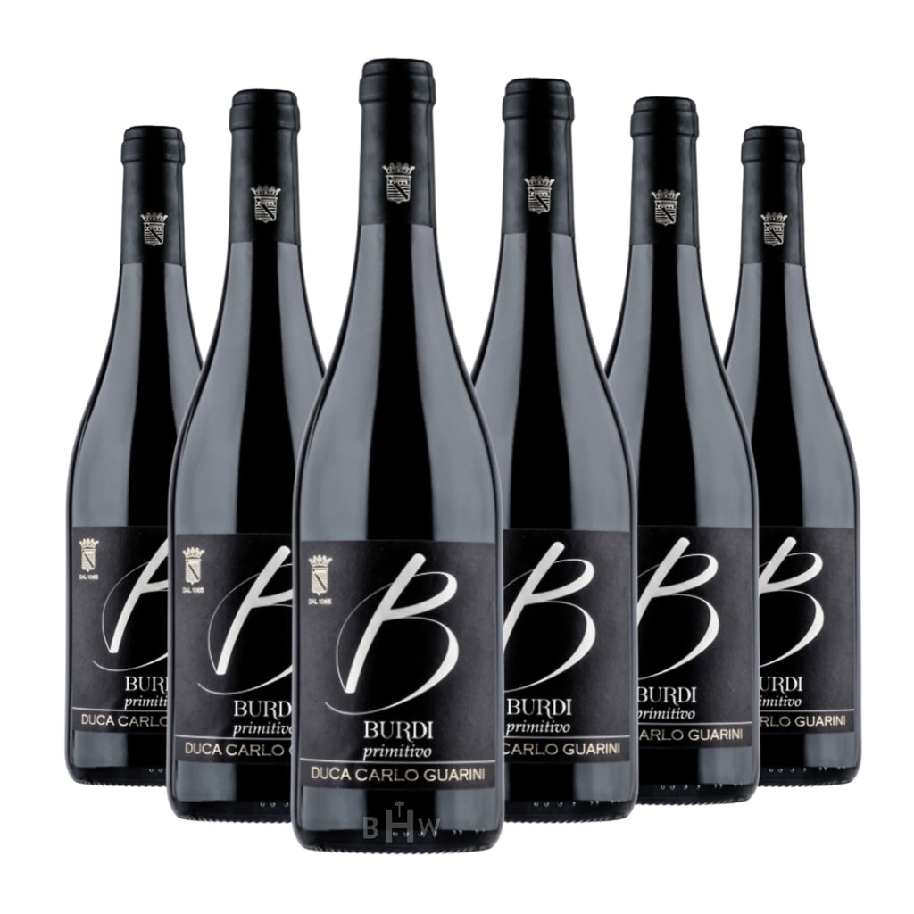 2023 Duca Carlo Guarini 'Burdi' Primitivo Salento IGT Puglia 6-pack red wine bottles, curated by Big Hammer Wines.