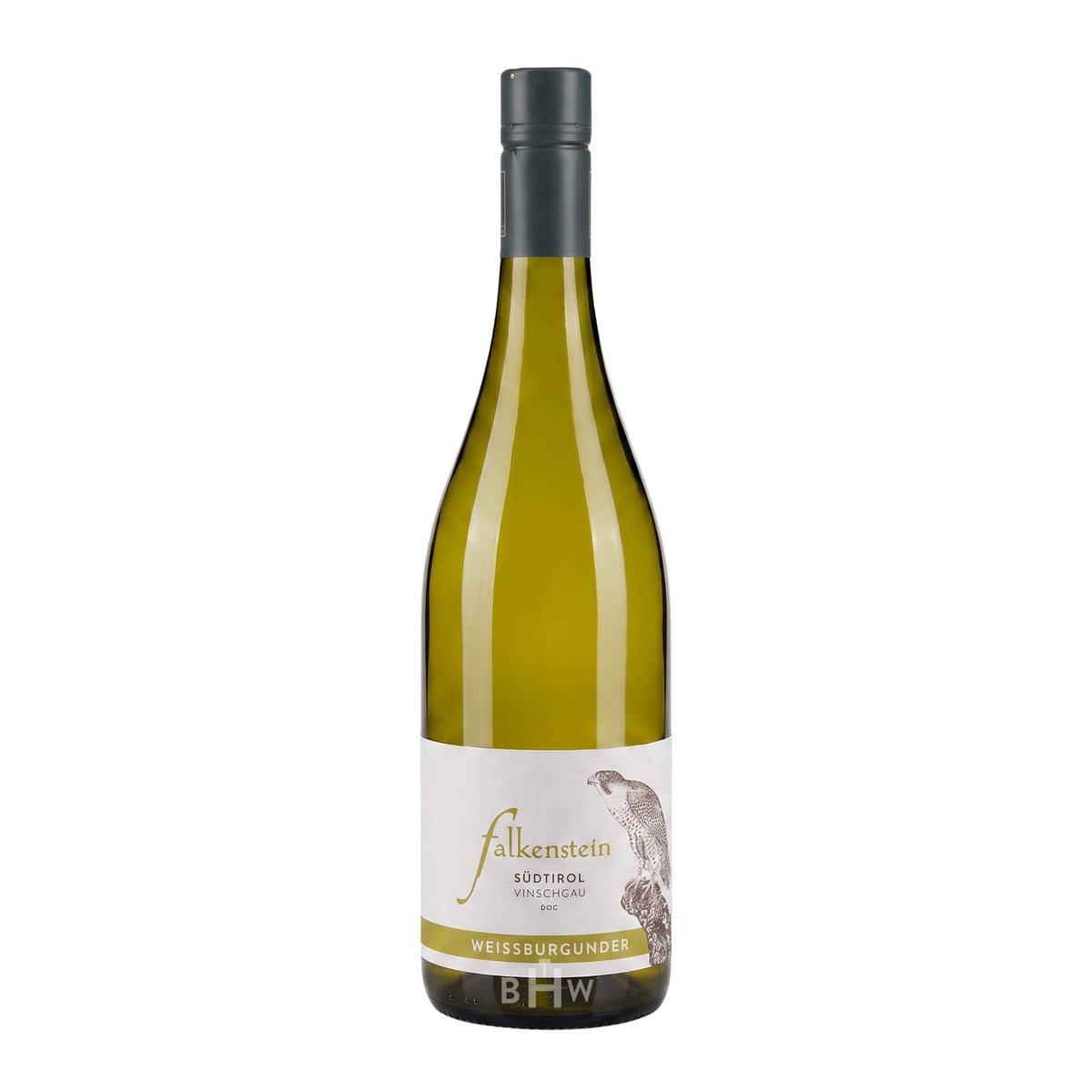 A bottle of 2023 Falkenstein Pinot Bianco Weissburgunder Südtirol Alto Adige Val de Venosta white wine, curated by Big Hammer Wines.