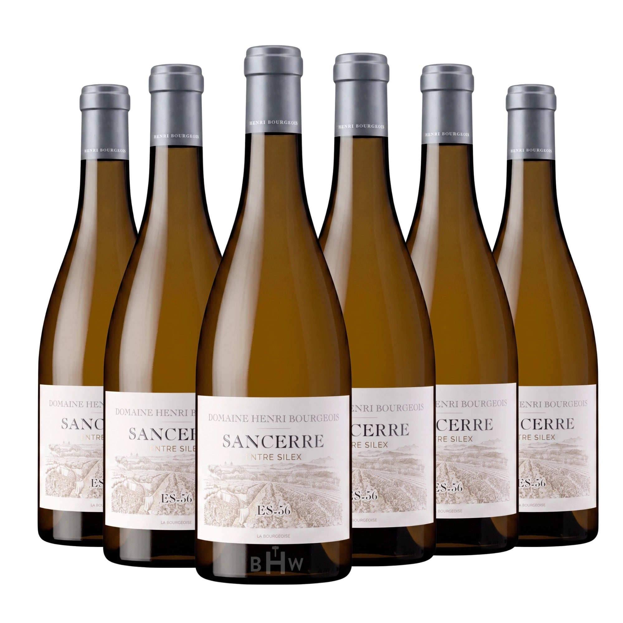 Six bottles of 2023 Domaine Henri Bourgeois 'ES-56' Sancerre Sauvignon Blanc white wine. Curated by Big Hammer Wines.