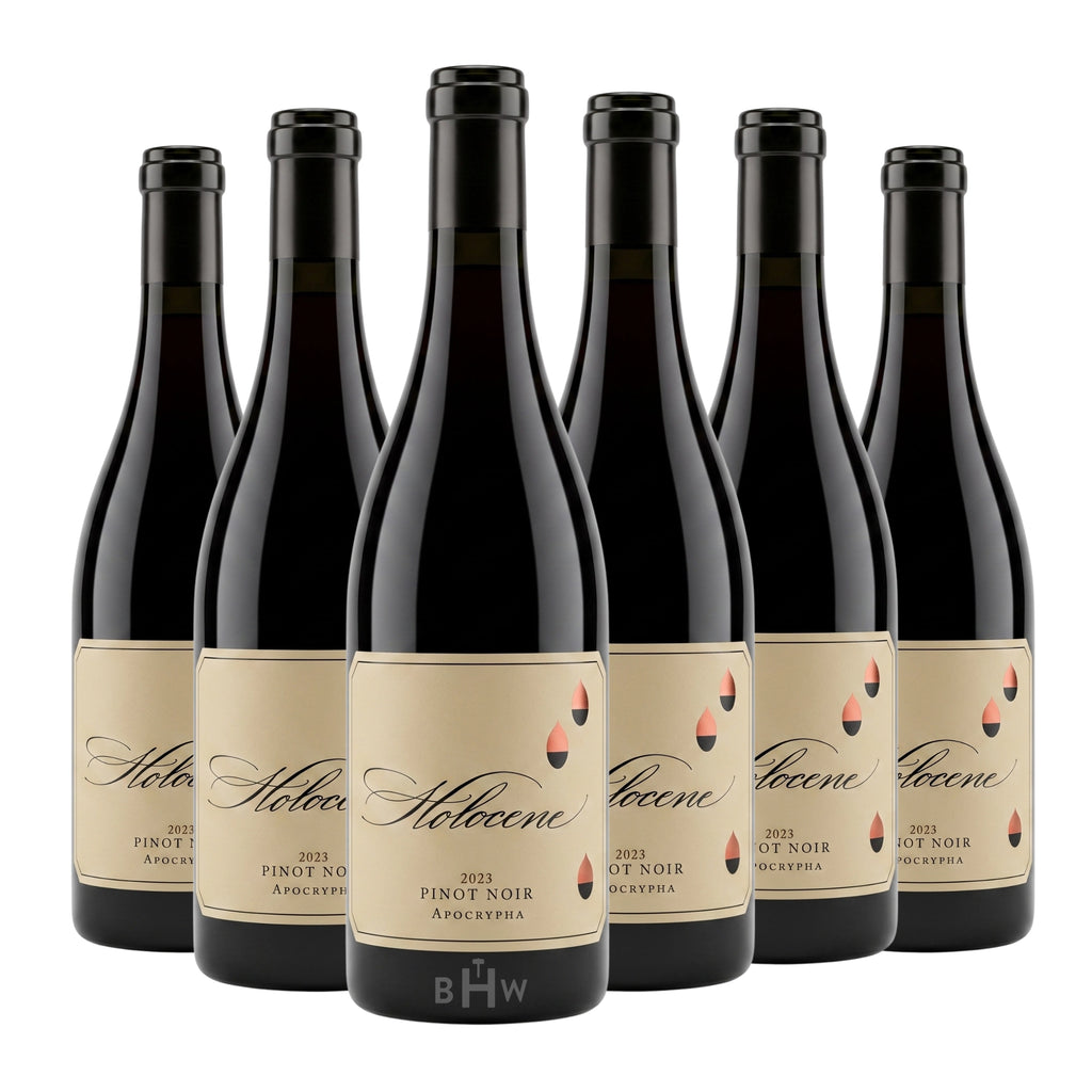 A 6-bottle pack of 2023 Holocene Apocrypha Pinot Noir Willamette Valley 750ml red wine, curated by Big Hammer Wines.