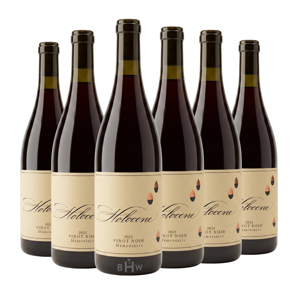 A 6-bottle pack of 2023 Holocene Memorialis Pinot Noir Willamette Valley 750ml red wine, curated by Big Hammer Wines.
