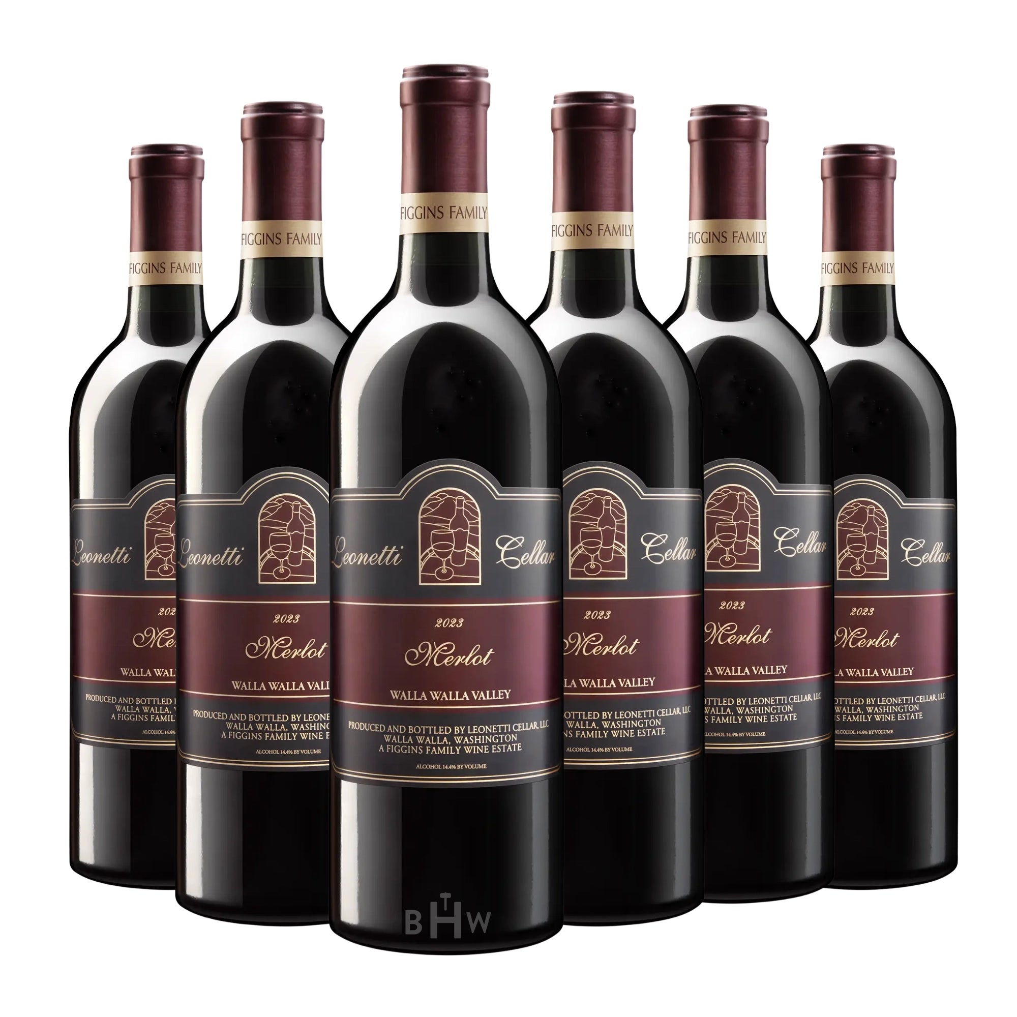 A 6-bottle pack of 2023 Leonetti Cellar Merlot Walla Walla Valley 750ml red wine, curated by Big Hammer Wines.