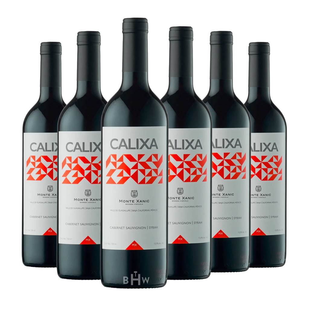 Six bottles of 2023 Monte Xanic Calixa Cabernet Sauvignon Syrah red wine, curated by Big Hammer Wines.