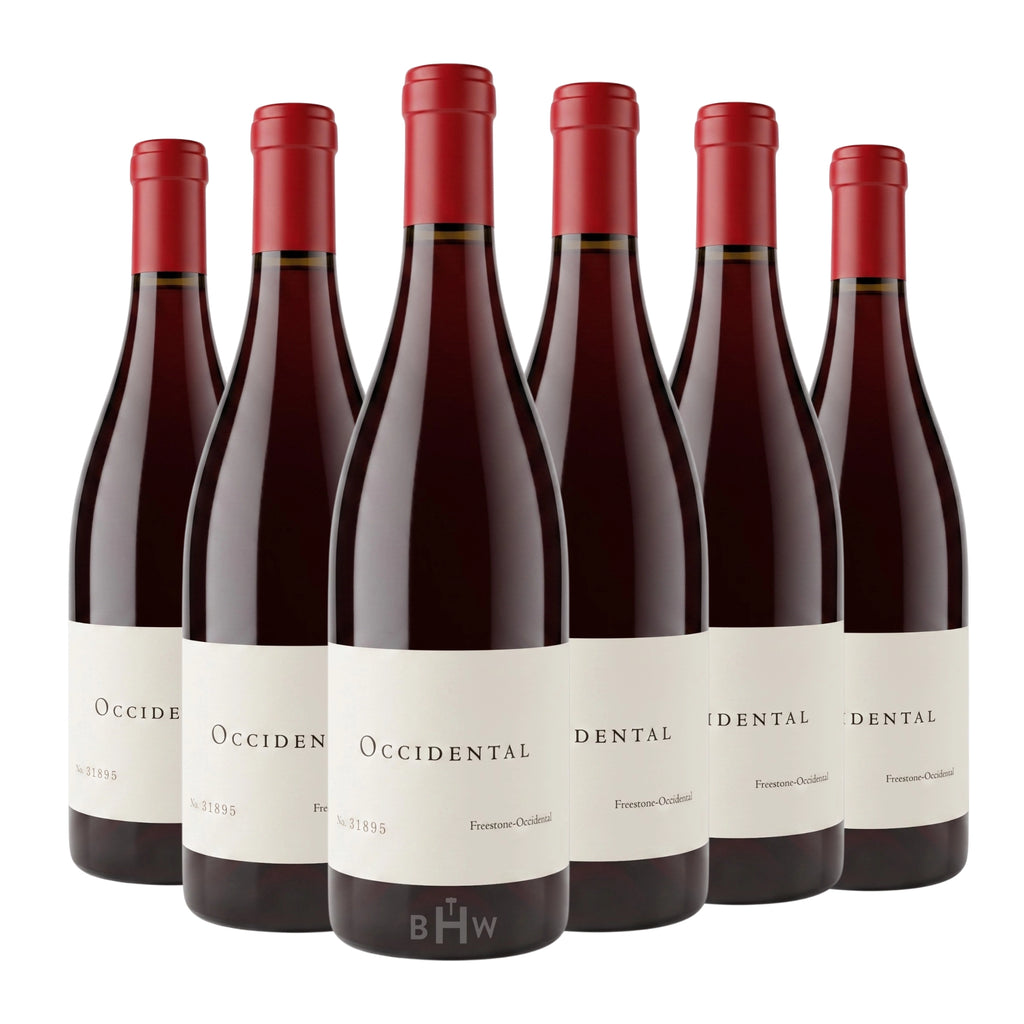 Six bottles of 2023 Occidental Station Vineyard Pinot Noir Sonoma Coast red wine. Curated by Big Hammer Wines.