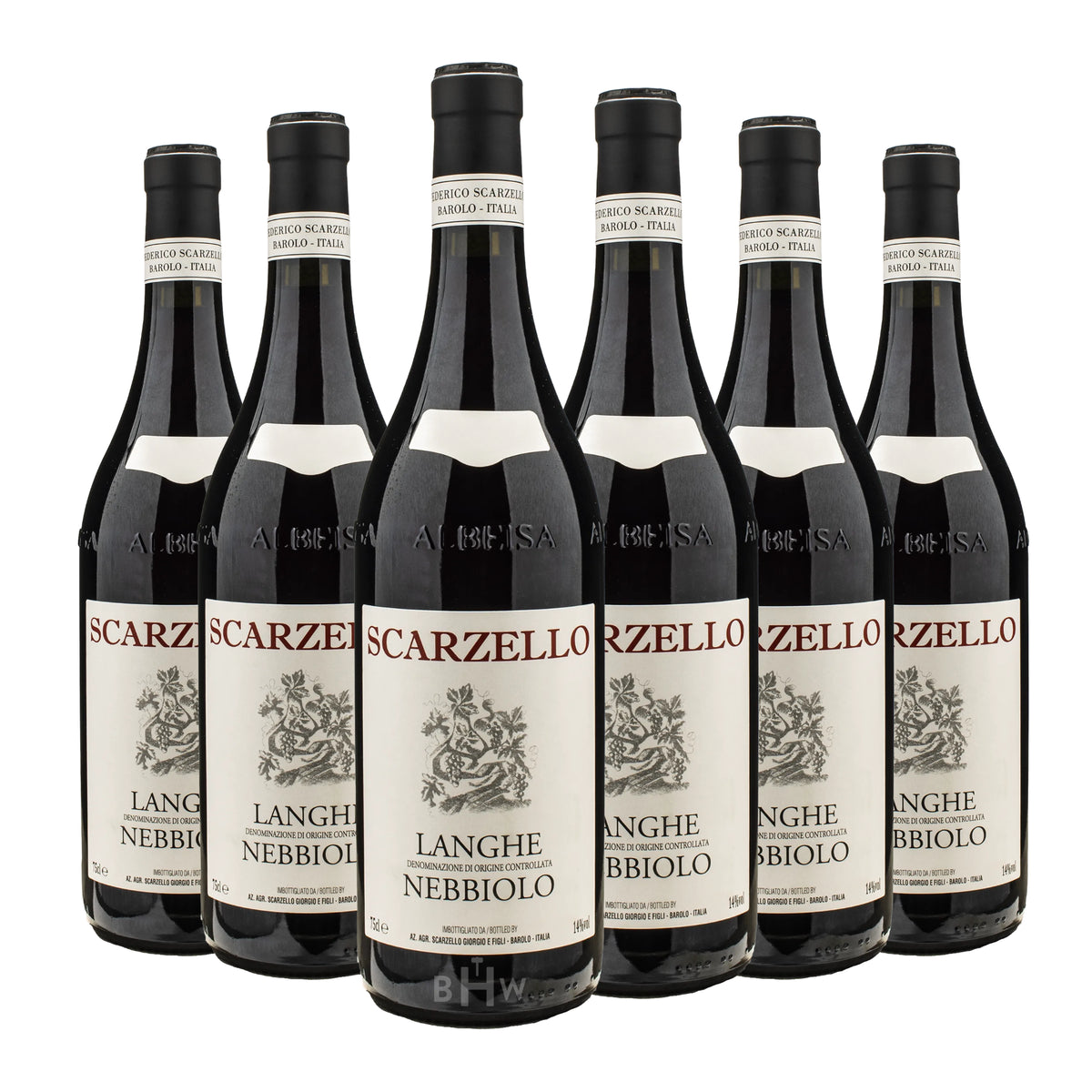 2023 Scarzello Langhe Nebbiolo DOC Piemonte 6-pack red wine bottles, curated by Big Hammer Wines.